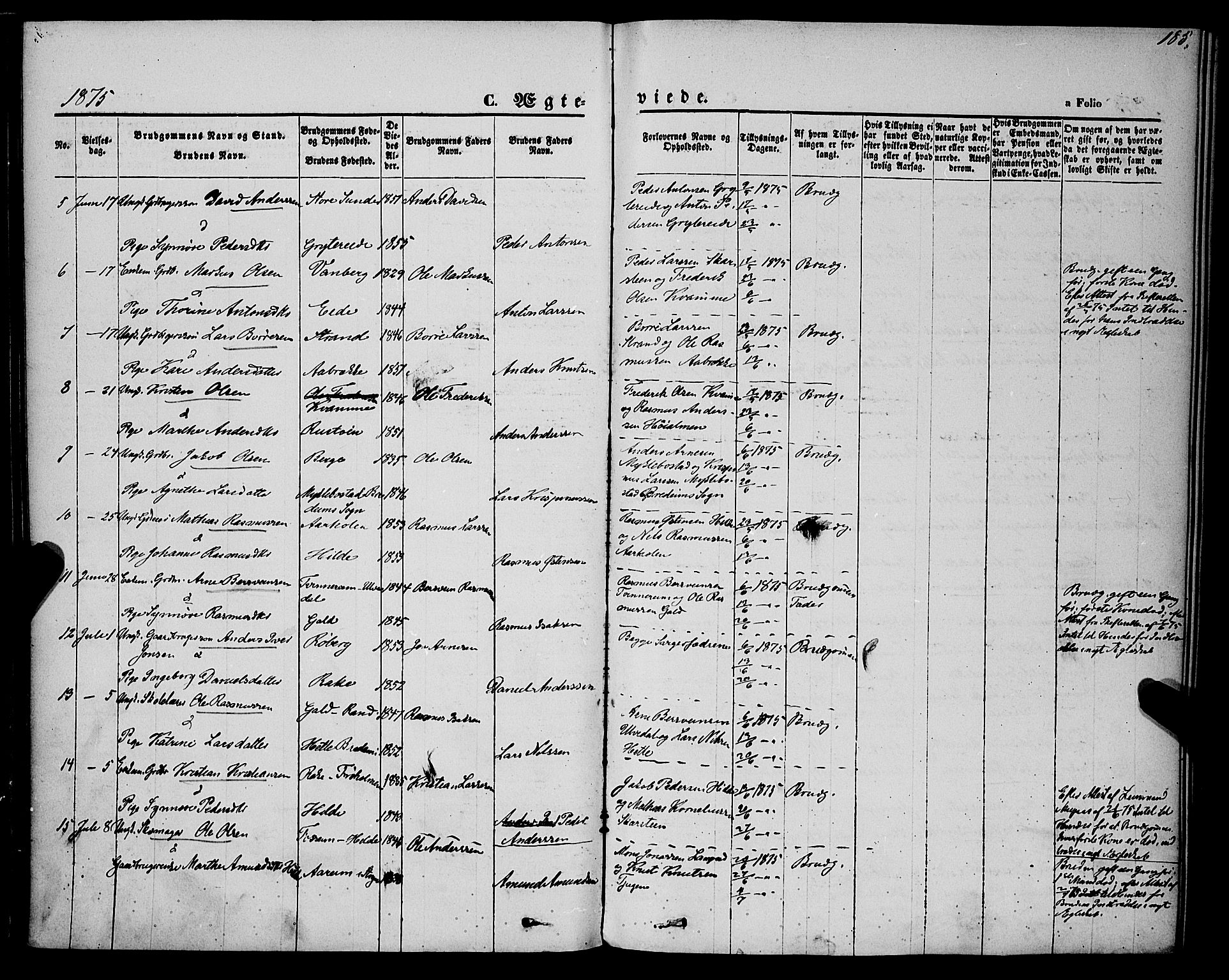 Innvik sokneprestembete, AV/SAB-A-80501: Parish register (official) no. A 6, 1865-1878, p. 185