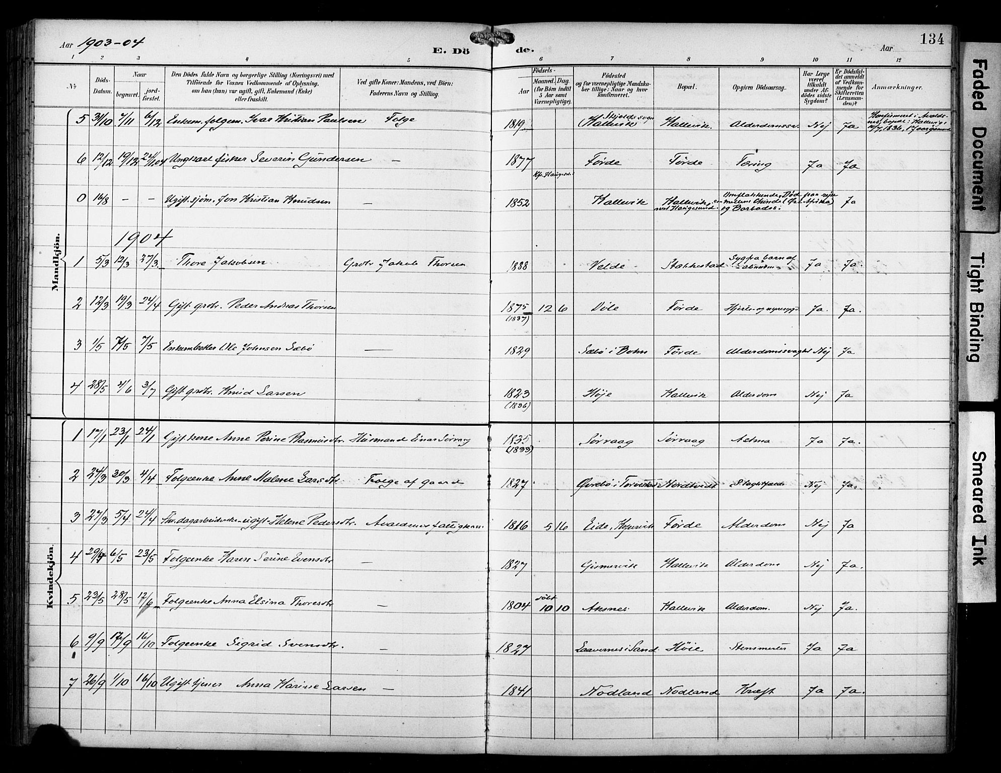 Avaldsnes sokneprestkontor, AV/SAST-A -101851/H/Ha/Haa/L0016: Parish register (official) no. A 16, 1893-1918, p. 134