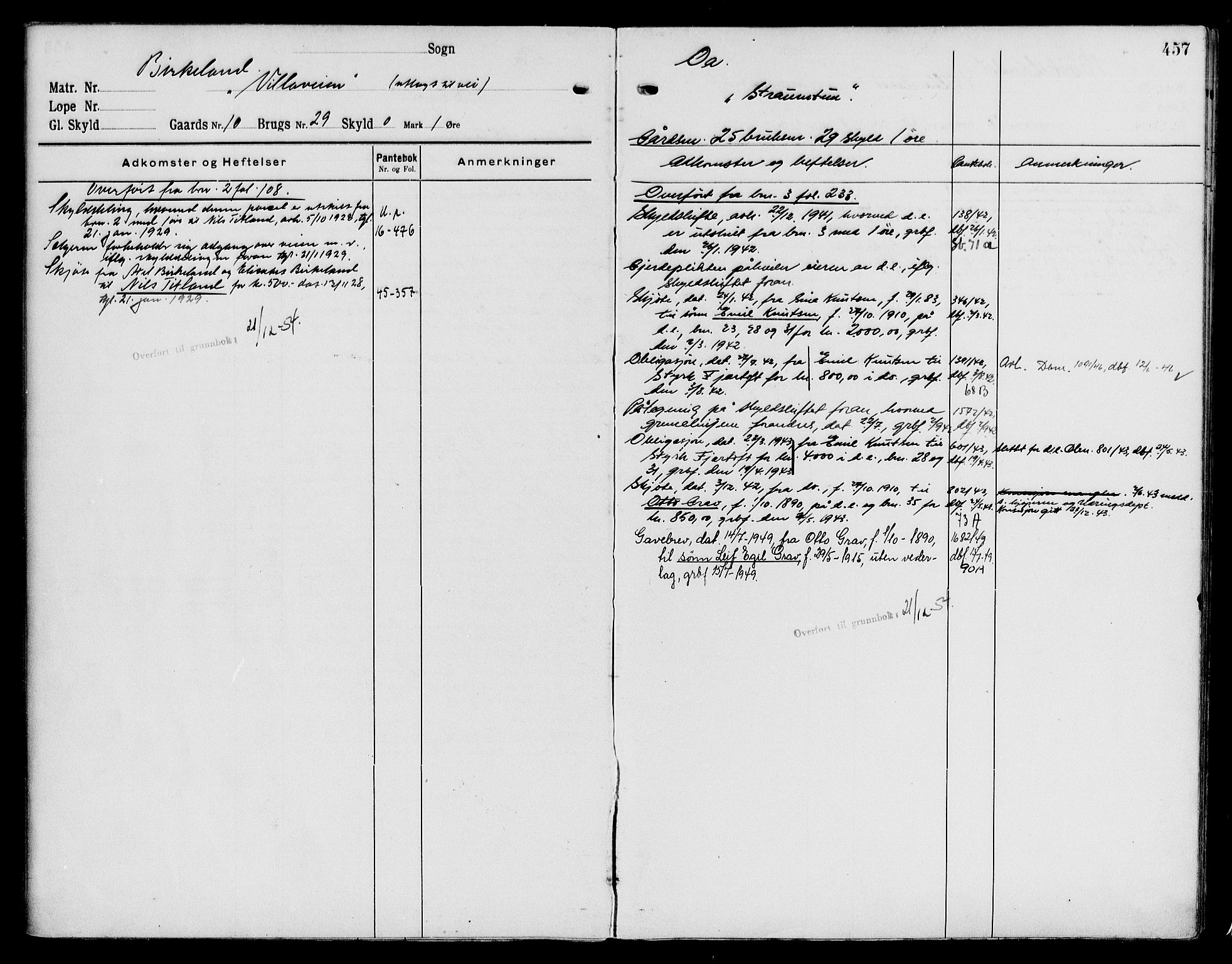 Sunnhordland sorenskrivar, AV/SAB-A-2401/1/G/Ga/Gaj/L0001: Mortgage register no. II.A.j.1, 1921-1955, p. 457