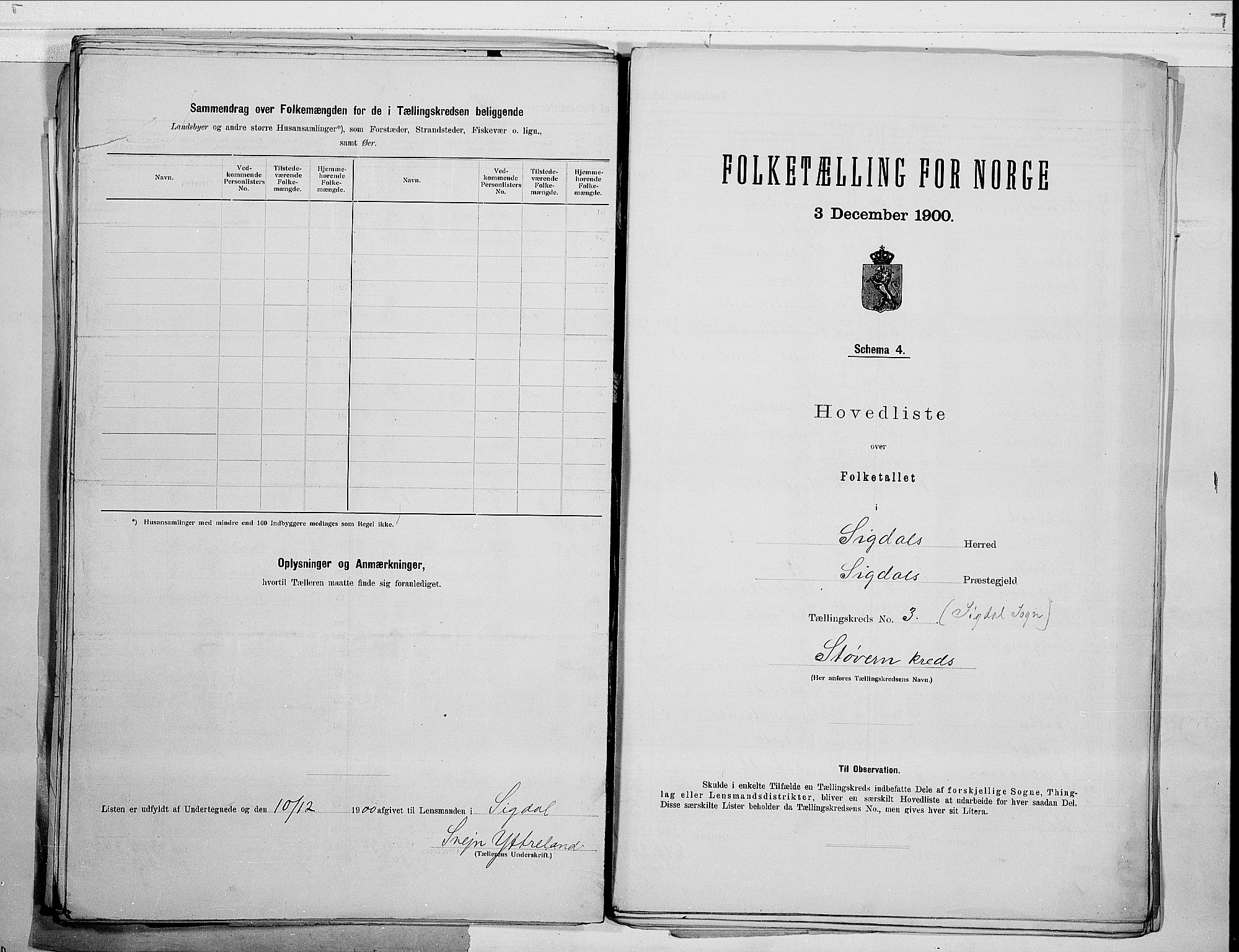 RA, 1900 census for Sigdal, 1900, p. 40