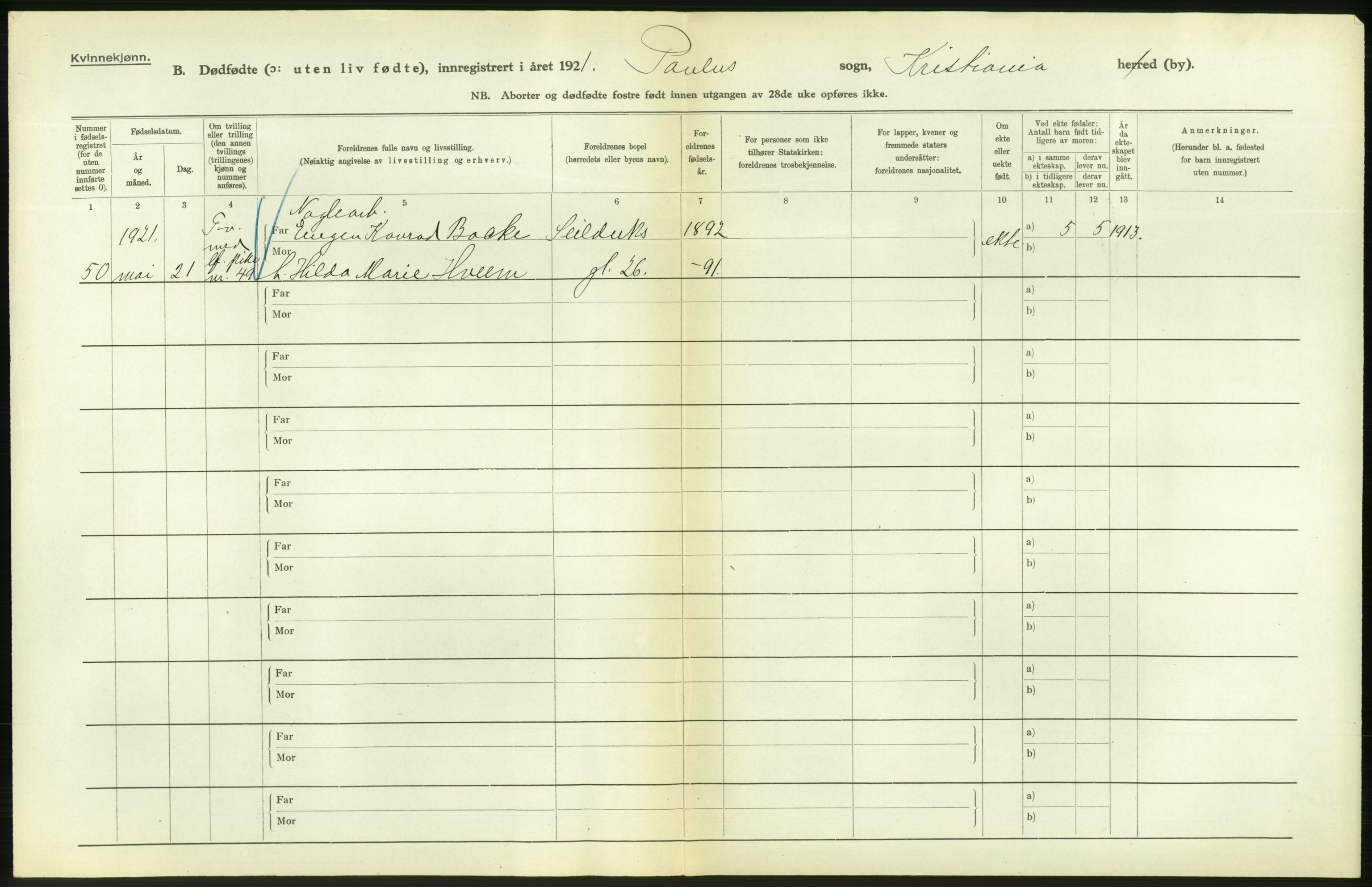 Statistisk sentralbyrå, Sosiodemografiske emner, Befolkning, AV/RA-S-2228/D/Df/Dfc/Dfca/L0013: Kristiania: Døde, dødfødte, 1921, p. 622
