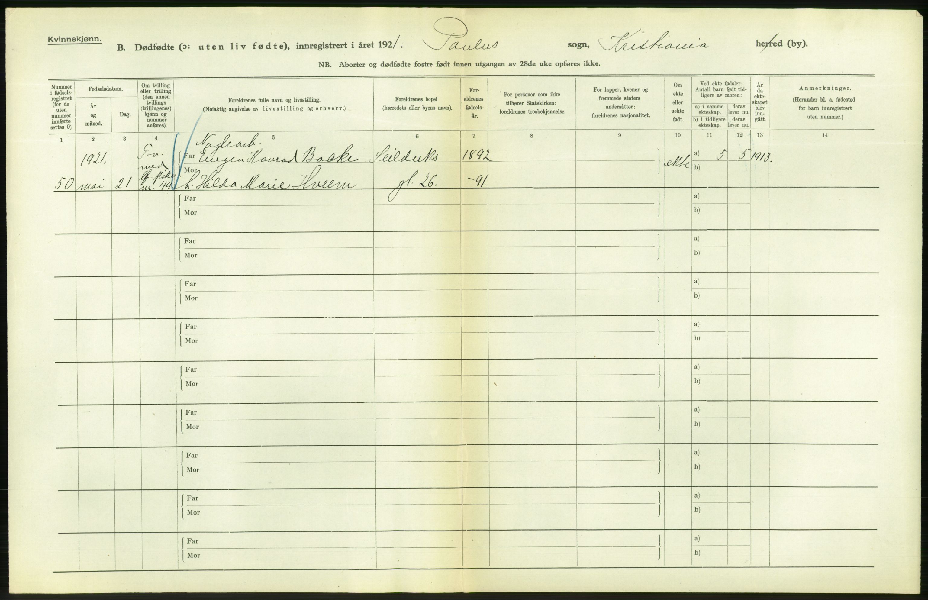 Statistisk sentralbyrå, Sosiodemografiske emner, Befolkning, RA/S-2228/D/Df/Dfc/Dfca/L0013: Kristiania: Døde, dødfødte, 1921, p. 622