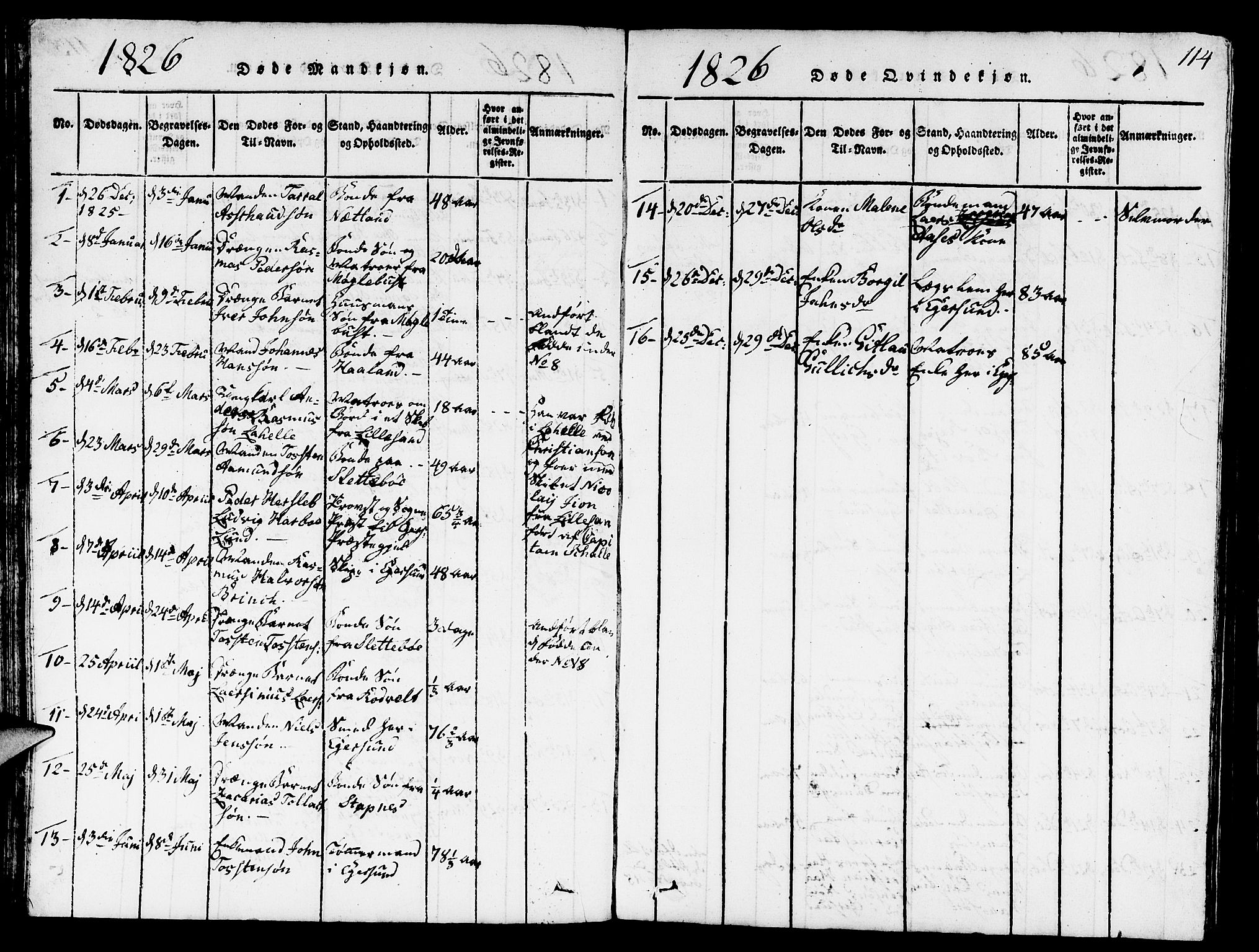 Eigersund sokneprestkontor, AV/SAST-A-101807/S09/L0001: Parish register (copy) no. B 1, 1815-1827, p. 114