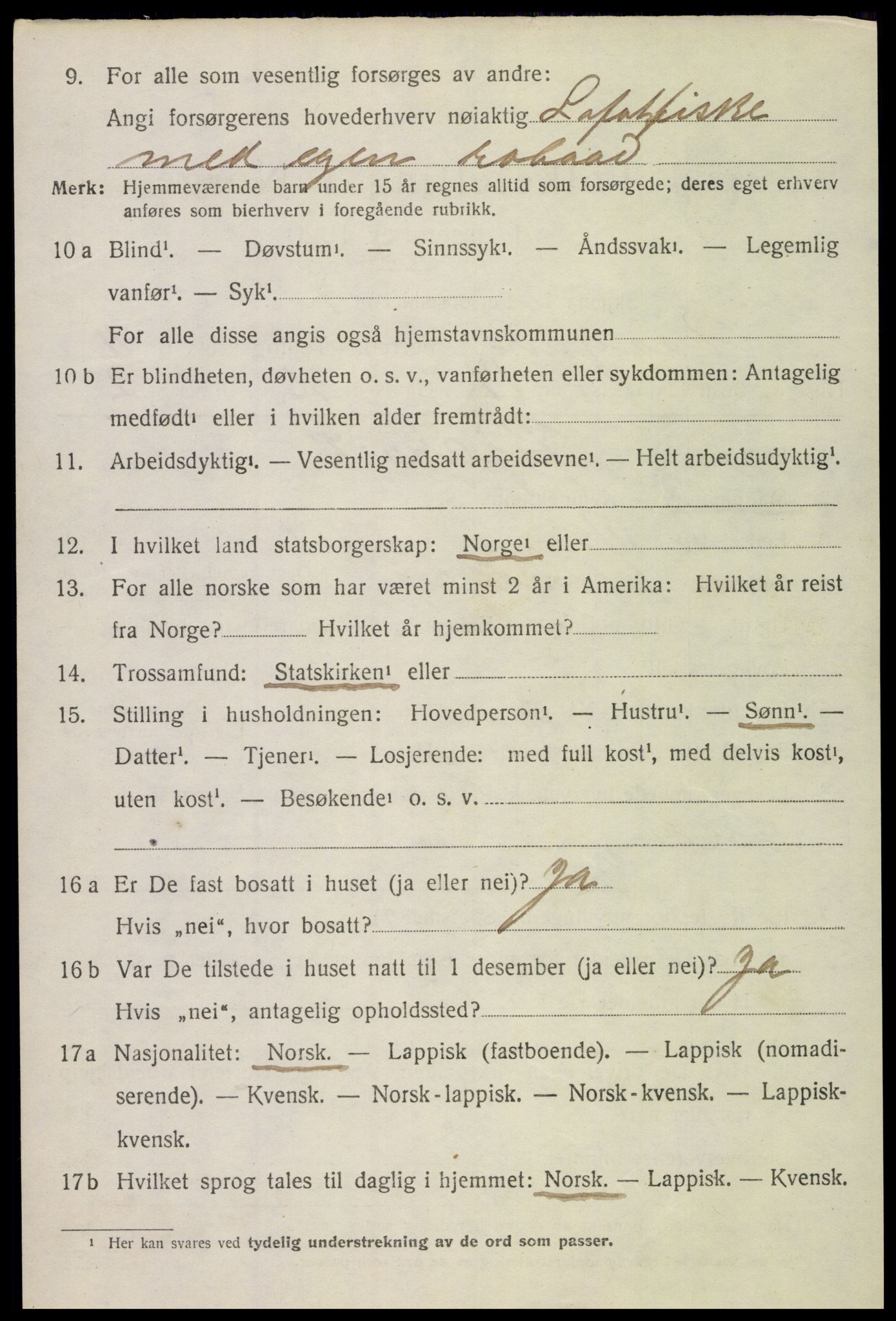 SAT, 1920 census for Vågan, 1920, p. 9704