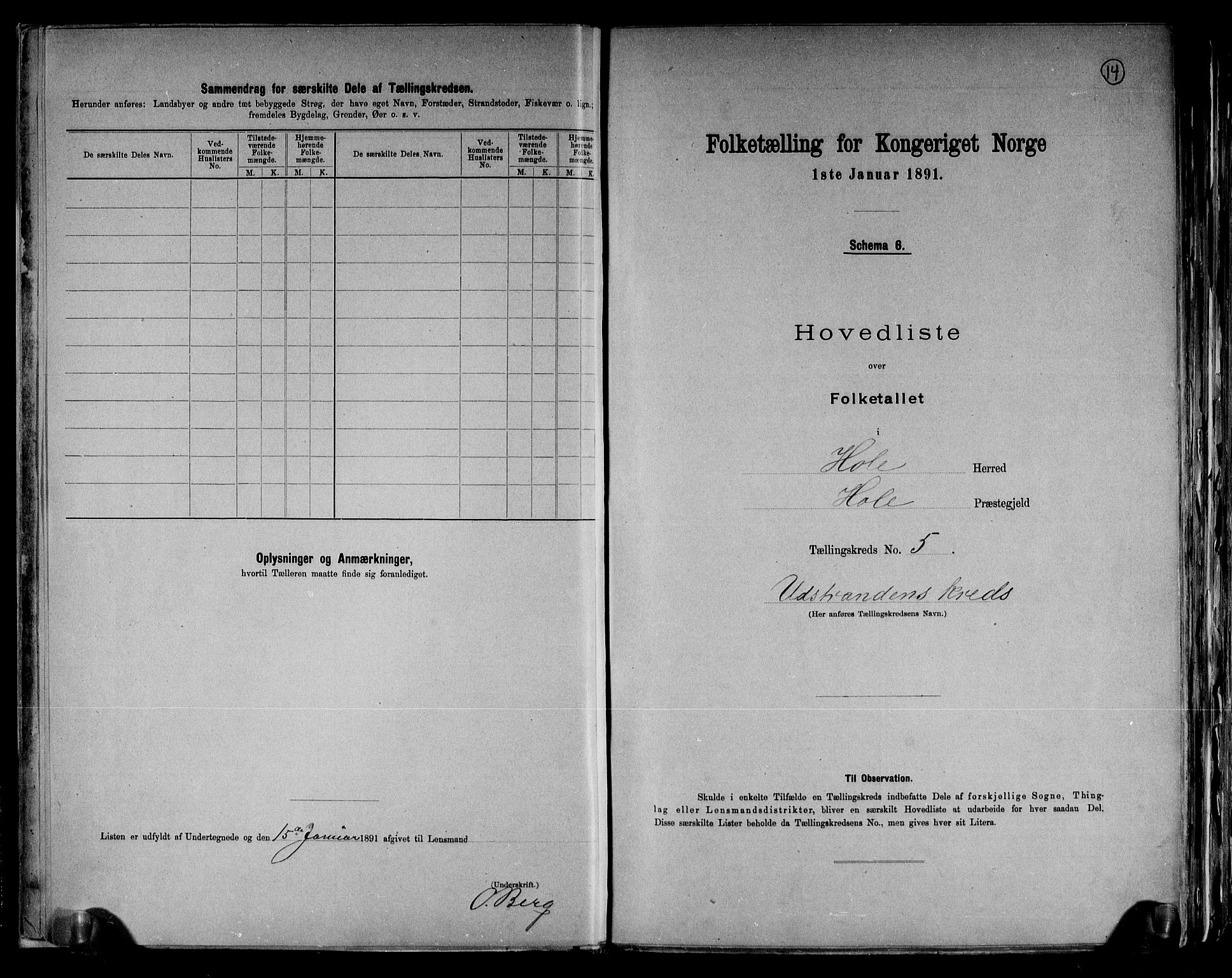 RA, 1891 census for 0612 Hole, 1891, p. 16