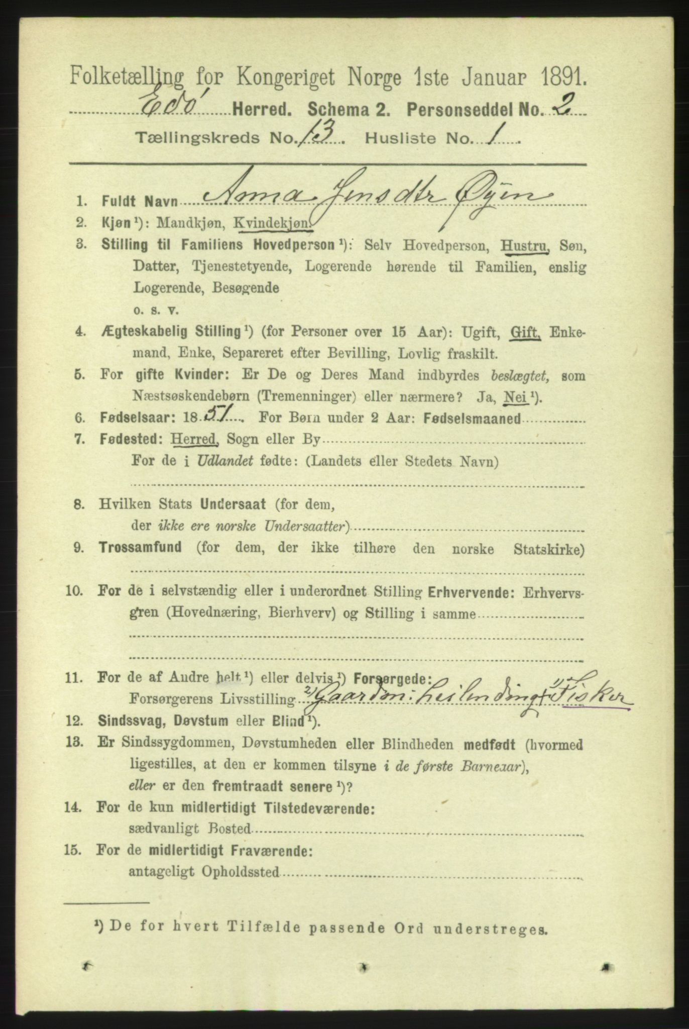 RA, 1891 census for 1573 Edøy, 1891, p. 3680