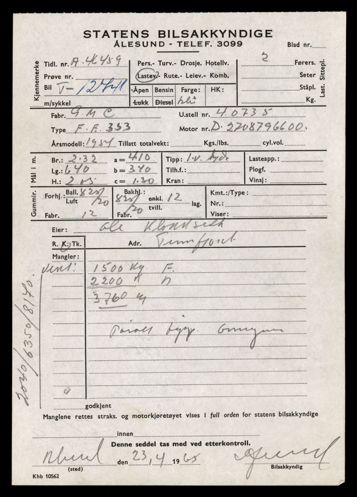 Møre og Romsdal vegkontor - Ålesund trafikkstasjon, AV/SAT-A-4099/F/Fe/L0035: Registreringskort for kjøretøy T 12653 - T 12829, 1927-1998, p. 1706