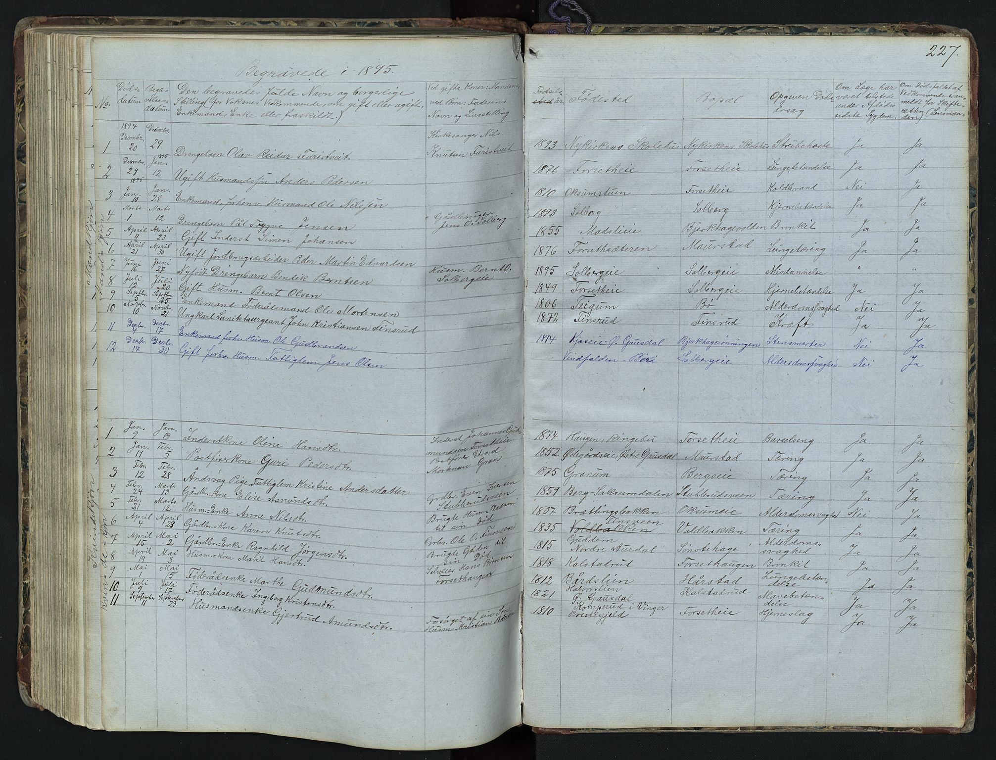 Vestre Gausdal prestekontor, SAH/PREST-094/H/Ha/Hab/L0001: Parish register (copy) no. 1, 1867-1895, p. 227