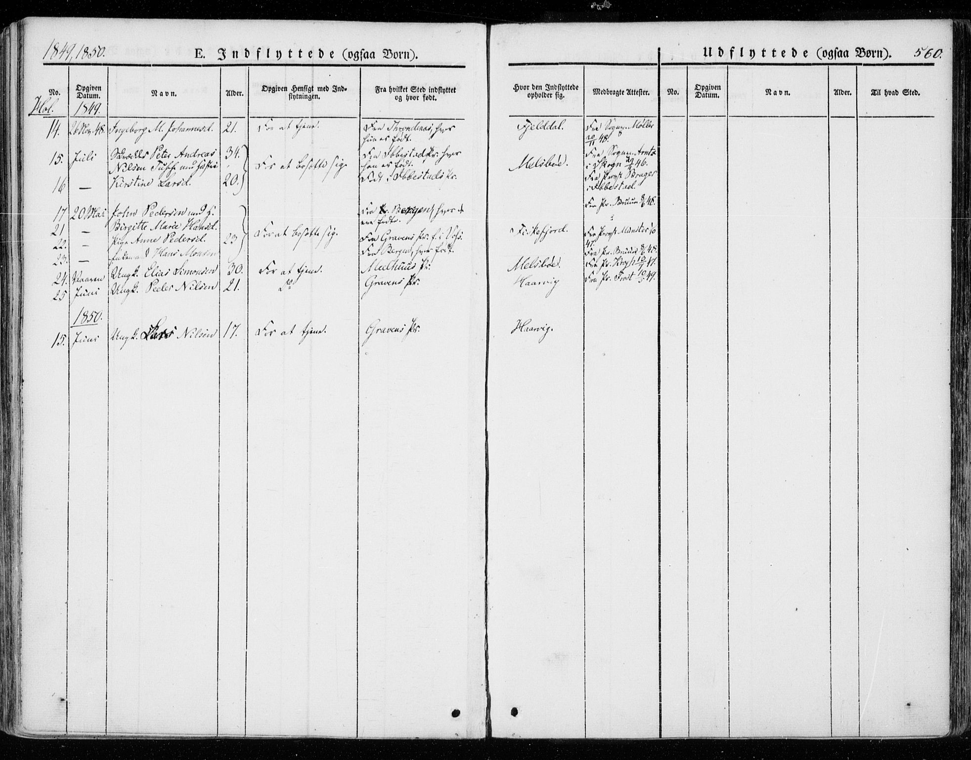 Ministerialprotokoller, klokkerbøker og fødselsregistre - Nordland, SAT/A-1459/872/L1033: Parish register (official) no. 872A08, 1840-1863, p. 560