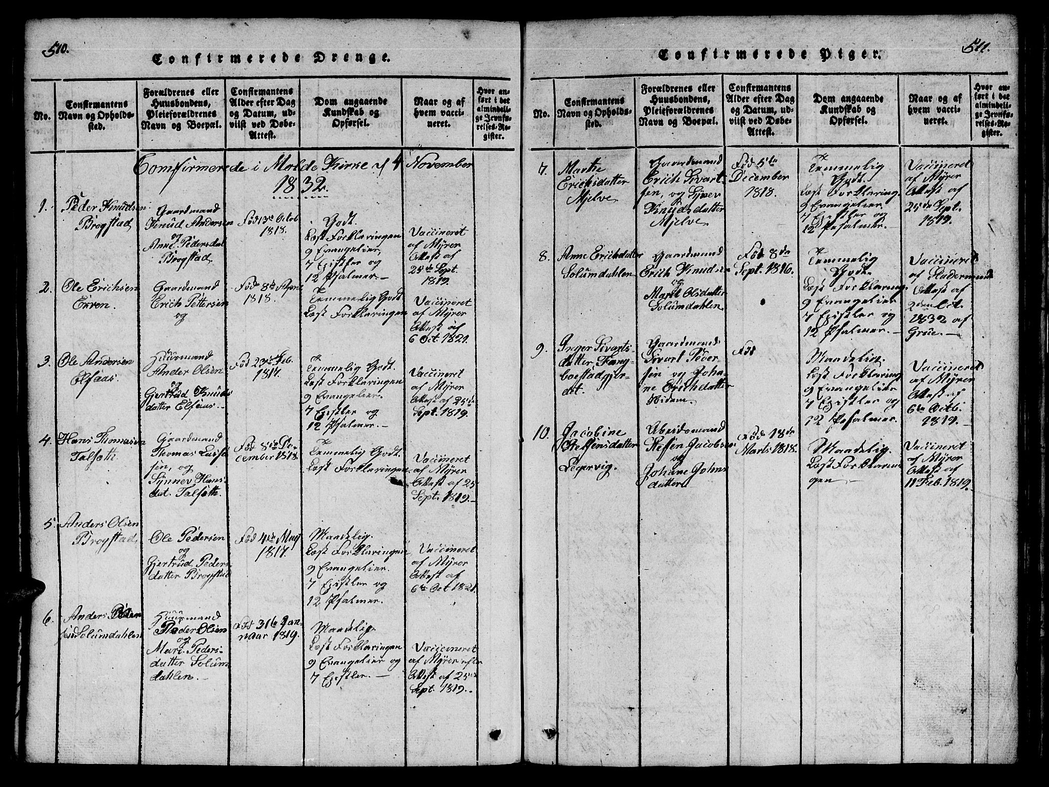 Ministerialprotokoller, klokkerbøker og fødselsregistre - Møre og Romsdal, SAT/A-1454/555/L0652: Parish register (official) no. 555A03, 1817-1843, p. 510-511