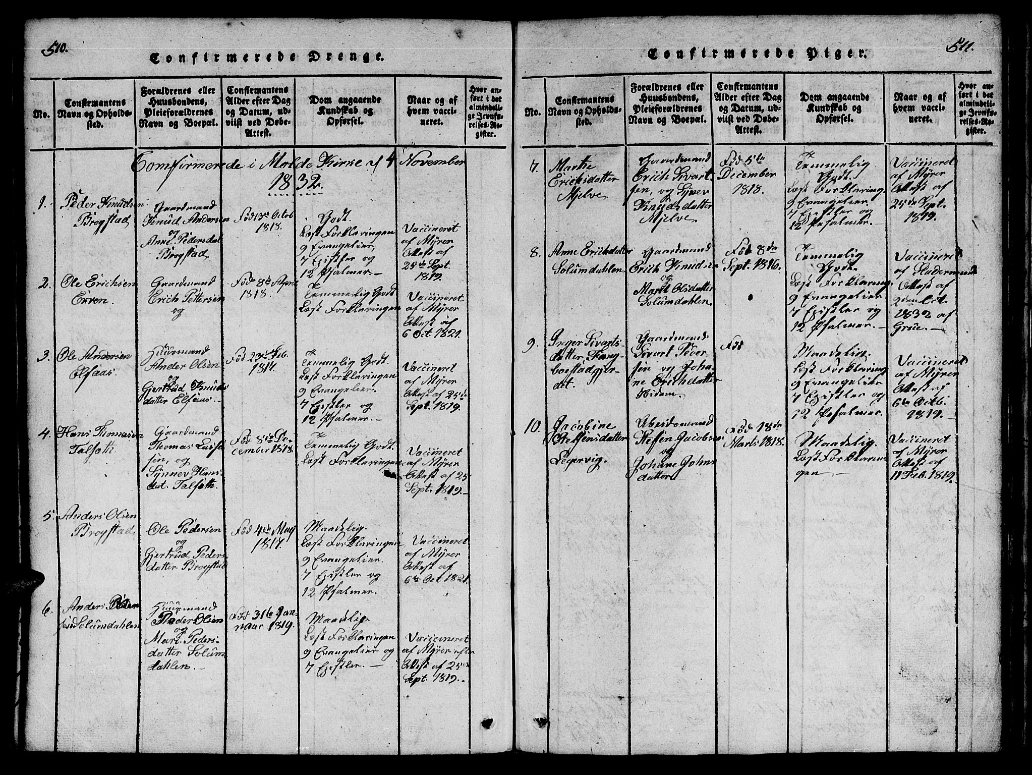 Ministerialprotokoller, klokkerbøker og fødselsregistre - Møre og Romsdal, AV/SAT-A-1454/555/L0652: Parish register (official) no. 555A03, 1817-1843, p. 510-511