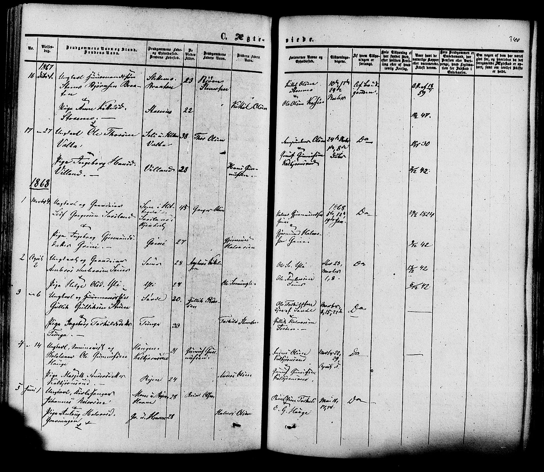 Heddal kirkebøker, SAKO/A-268/F/Fa/L0007: Parish register (official) no. I 7, 1855-1877, p. 340
