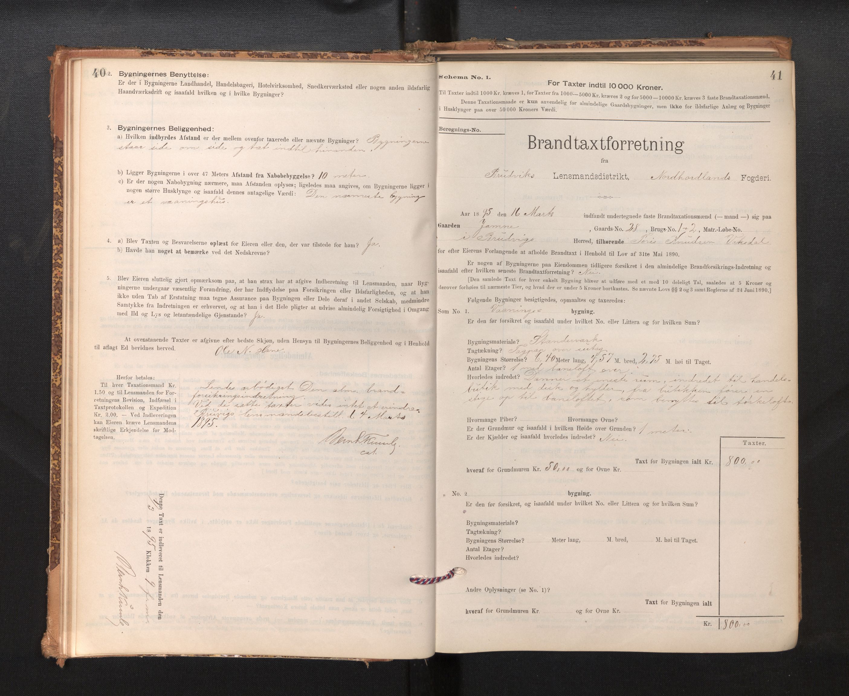Lensmannen i Bruvik, AV/SAB-A-31301/0012/L0006: Branntakstprotokoll, skjematakst, 1894-1906, p. 40-41