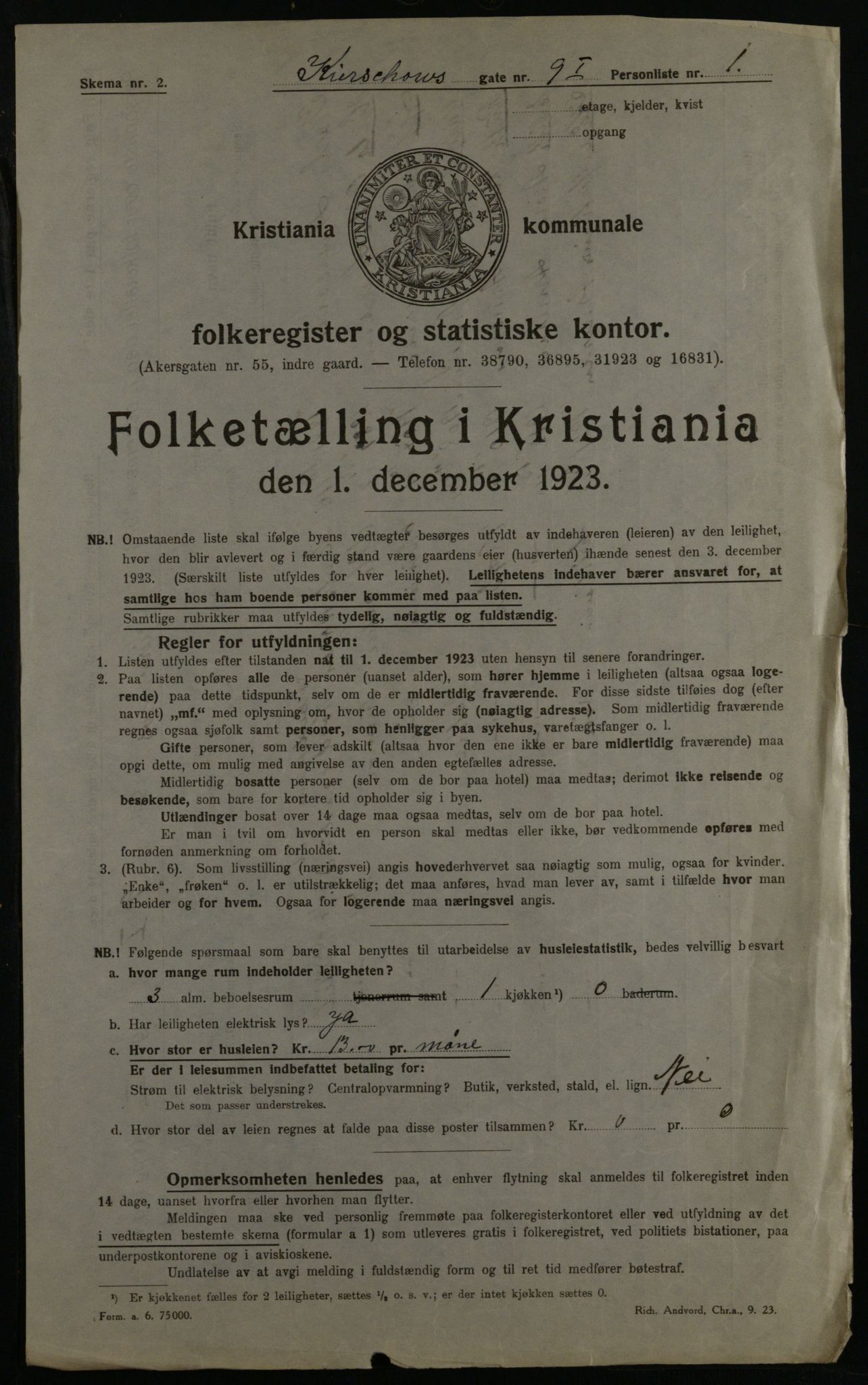 OBA, Municipal Census 1923 for Kristiania, 1923, p. 55290