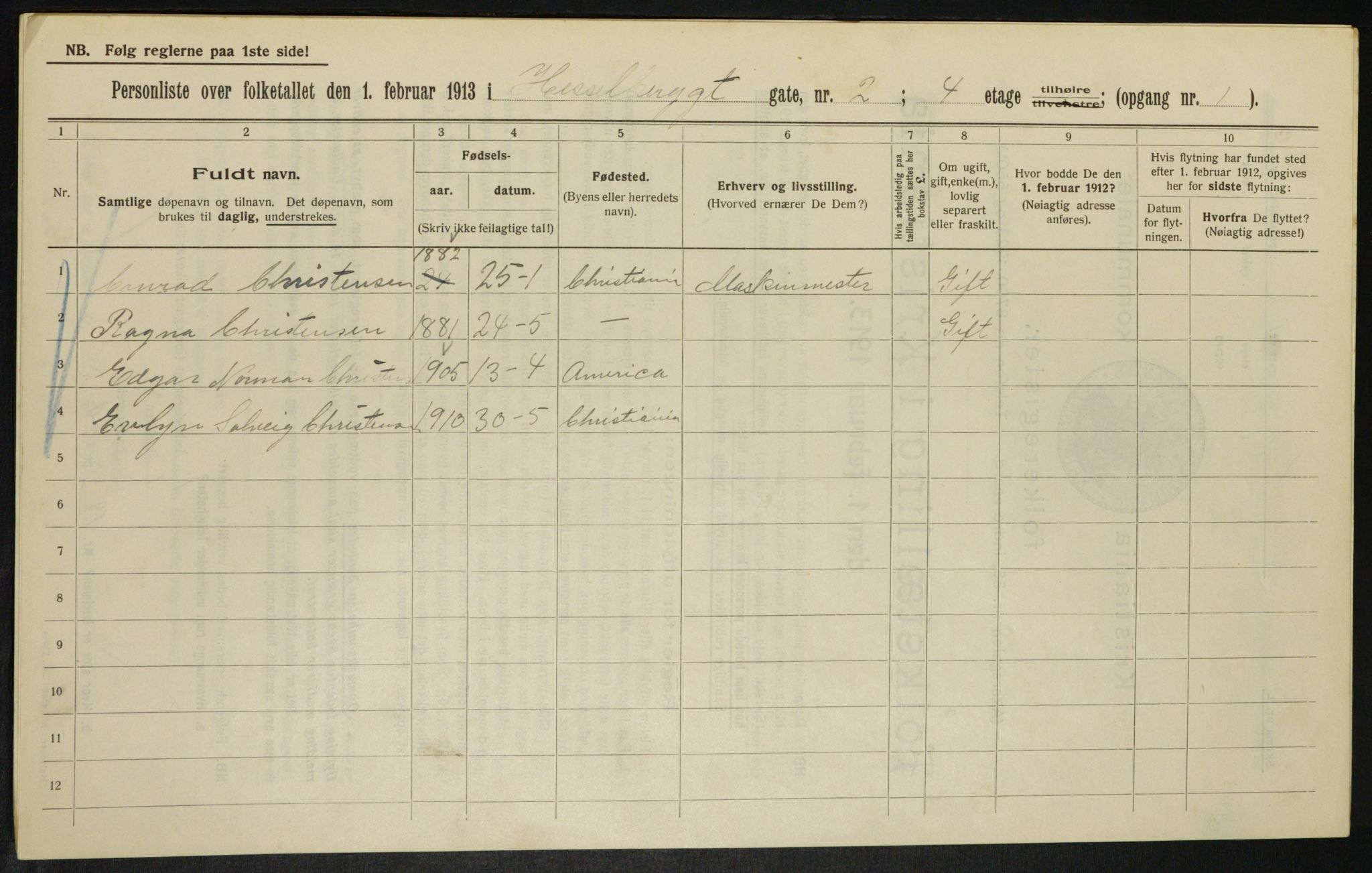 OBA, Municipal Census 1913 for Kristiania, 1913, p. 39676