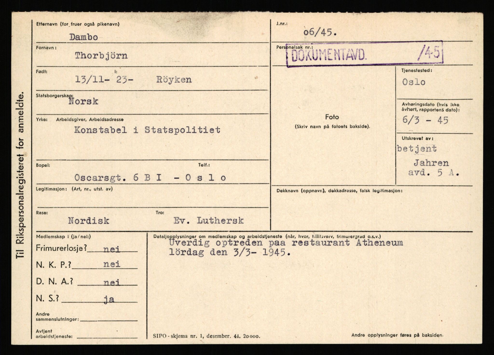 Statspolitiet - Hovedkontoret / Osloavdelingen, AV/RA-S-1329/C/Ca/L0003: Brechan - Eichinger	, 1943-1945, p. 3030