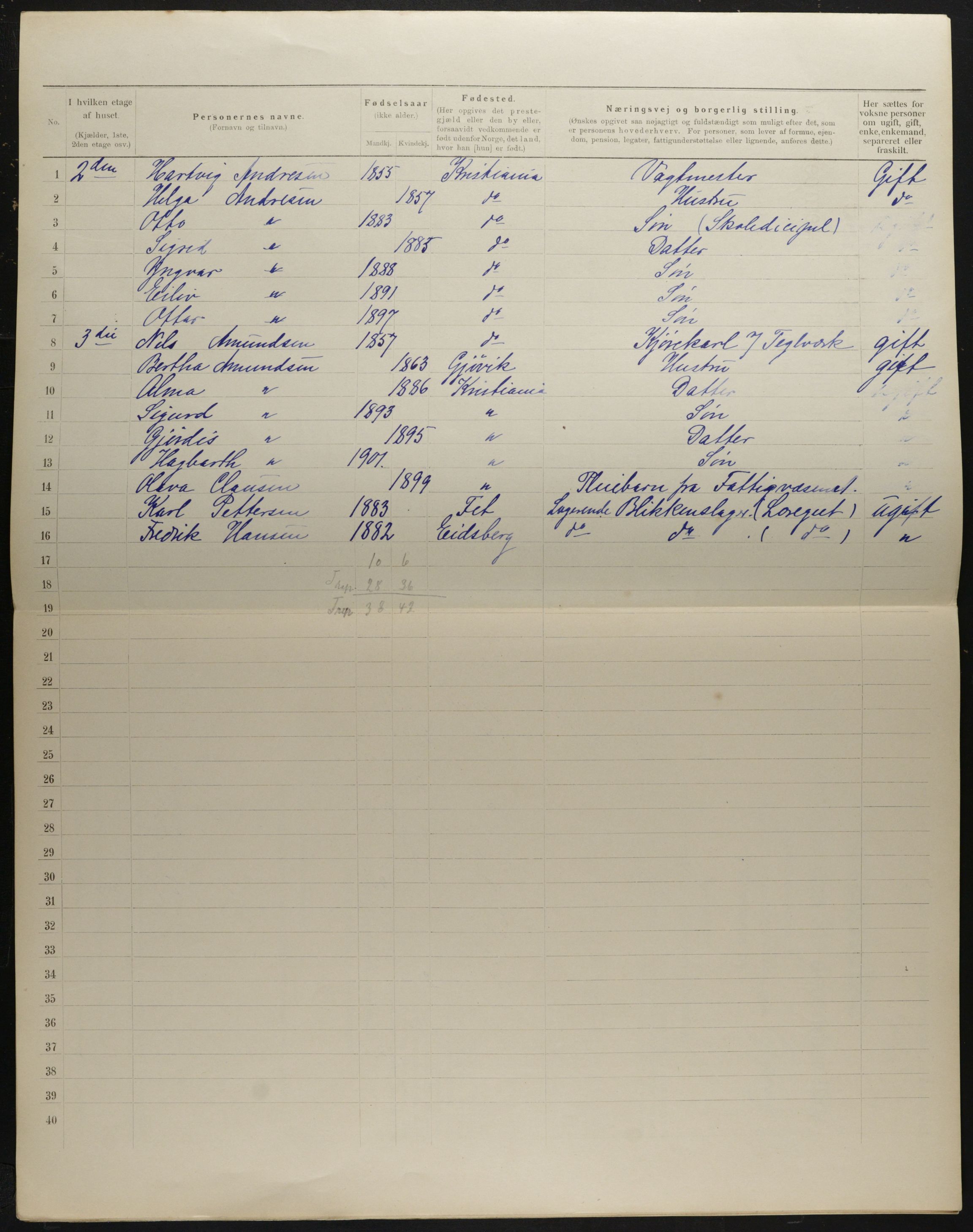 OBA, Municipal Census 1901 for Kristiania, 1901, p. 2468