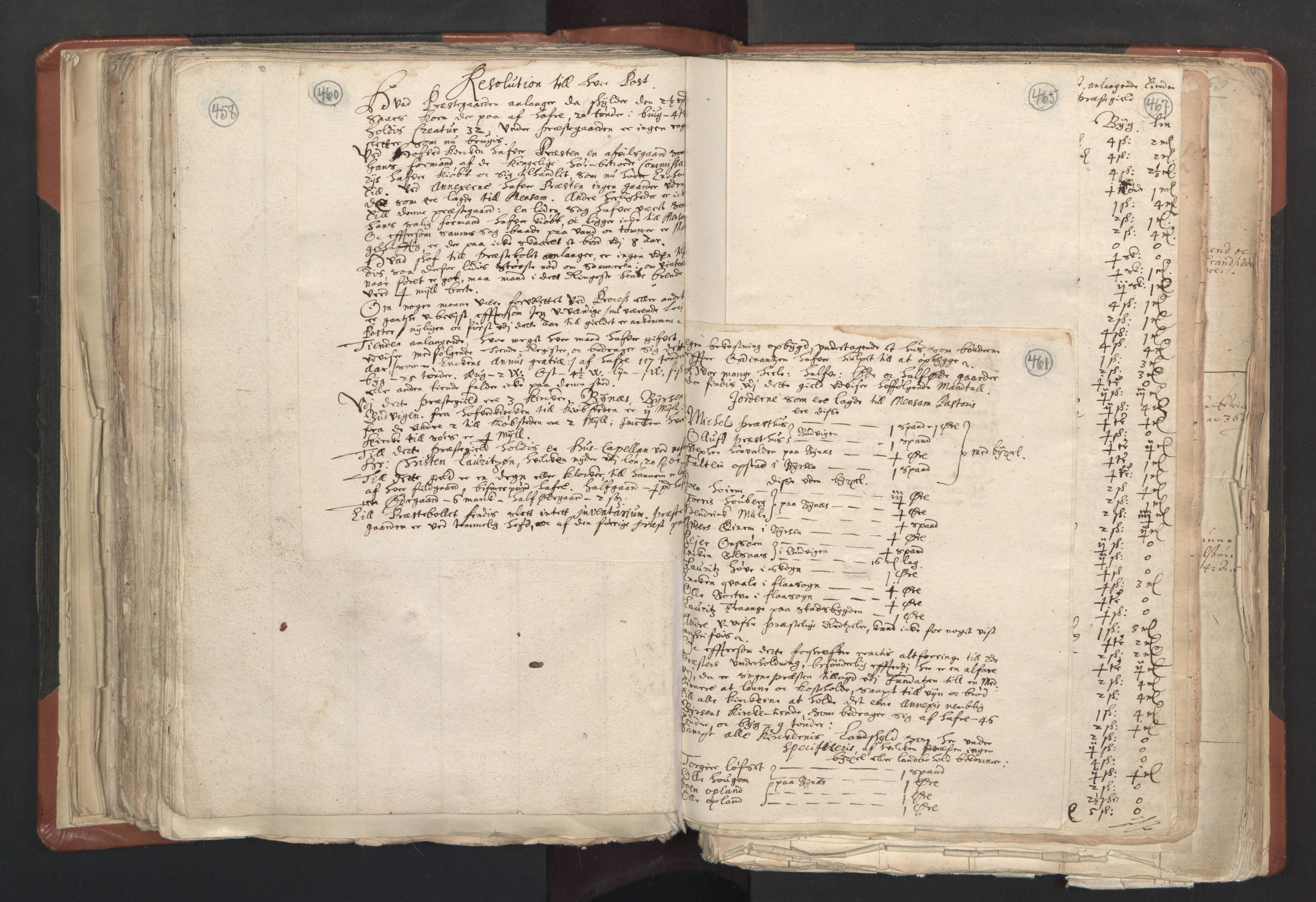 RA, Vicar's Census 1664-1666, no. 31: Dalane deanery, 1664-1666, p. 460-461