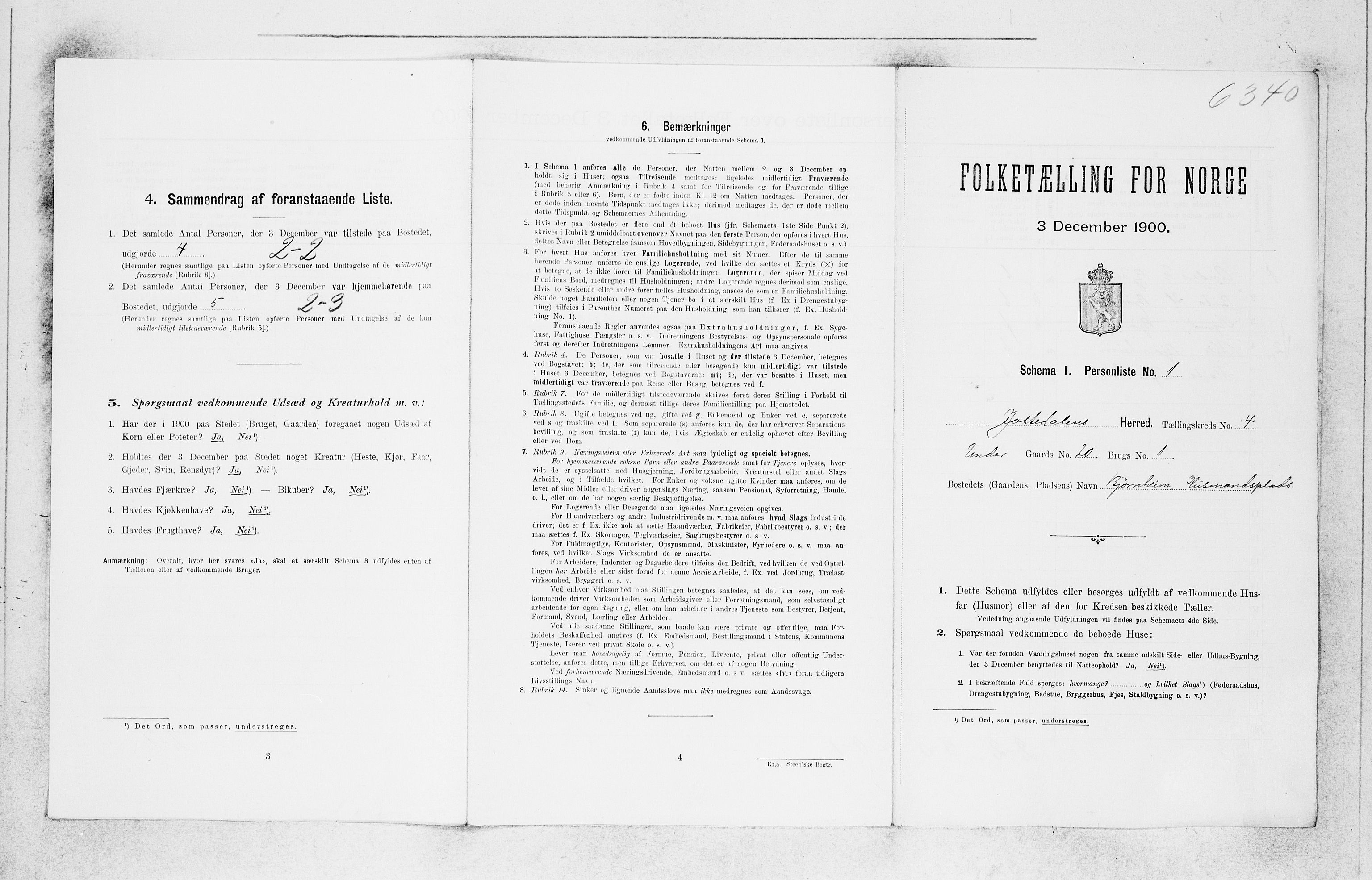 SAB, 1900 census for Jostedal, 1900, p. 191