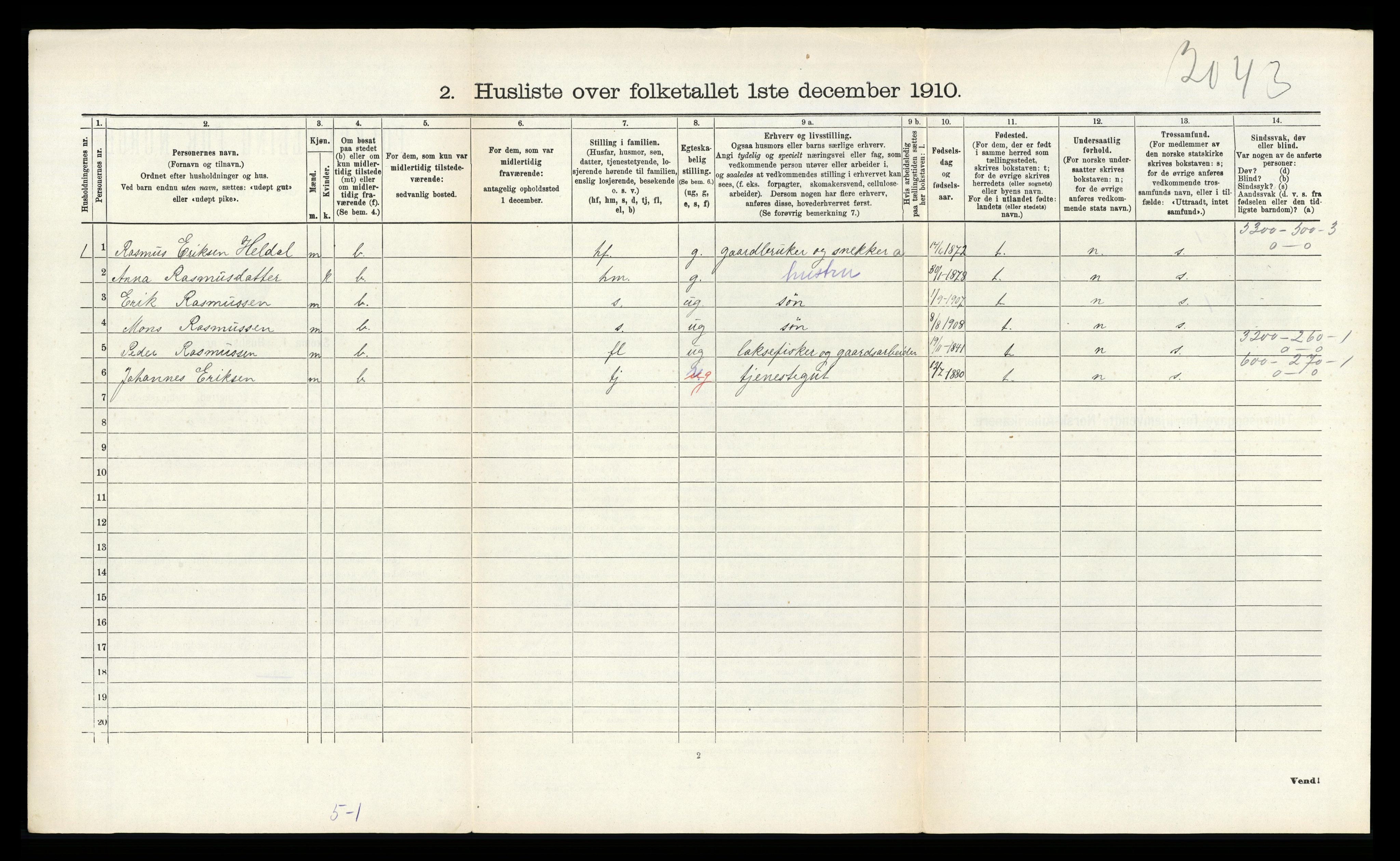 RA, 1910 census for Hosanger, 1910, p. 167