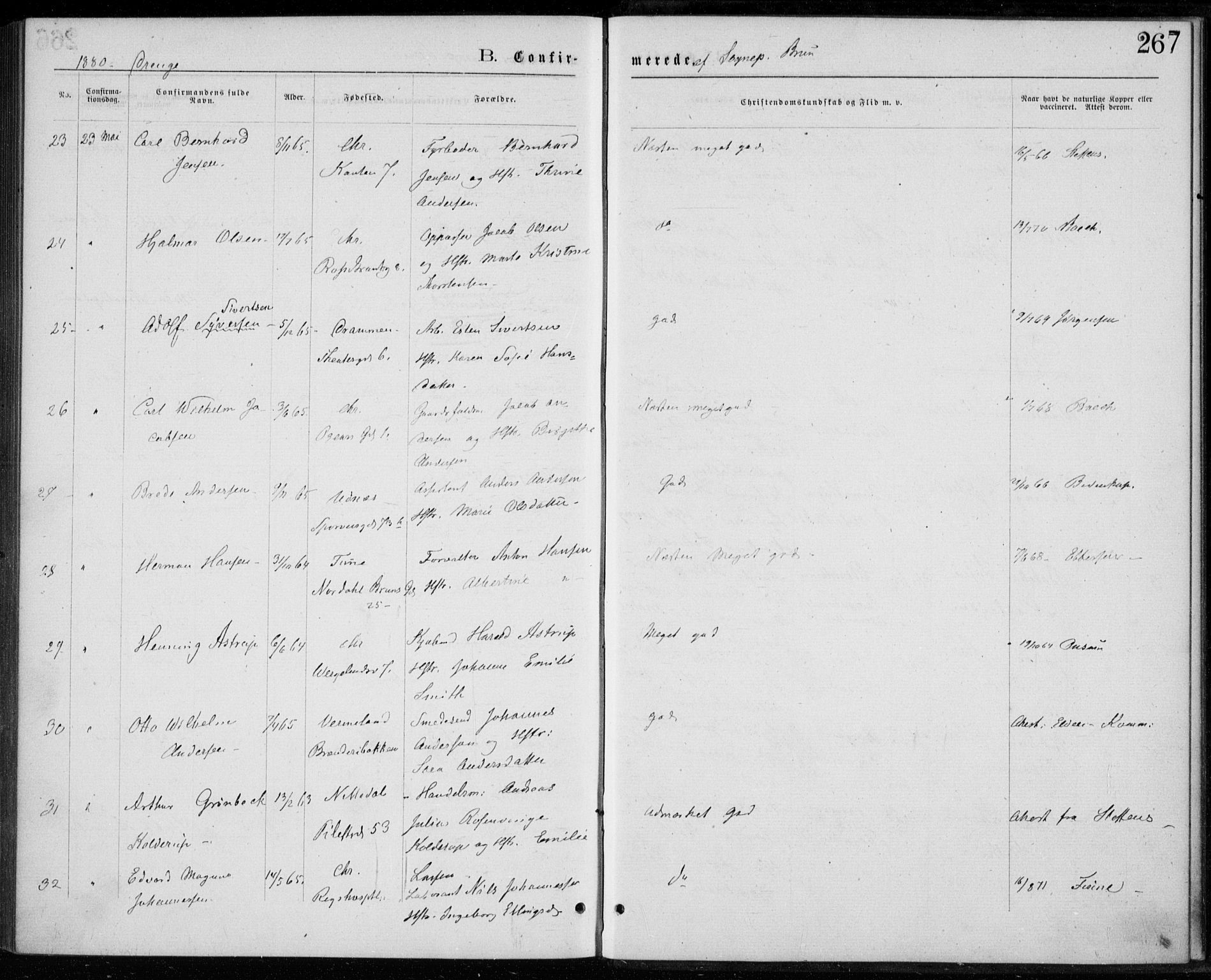 Trefoldighet prestekontor Kirkebøker, SAO/A-10882/F/Fb/L0002: Parish register (official) no. II 2, 1871-1880, p. 267