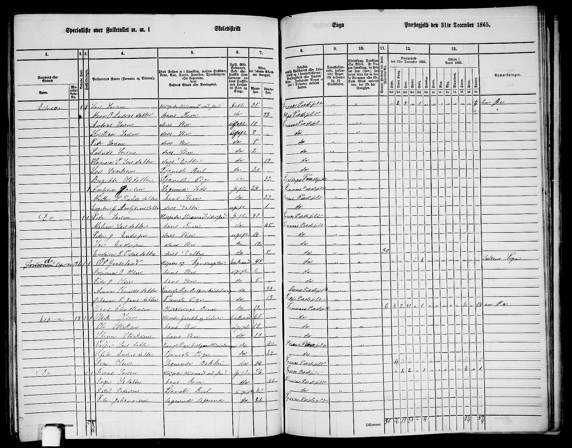 RA, 1865 census for Finnås, 1865, p. 175