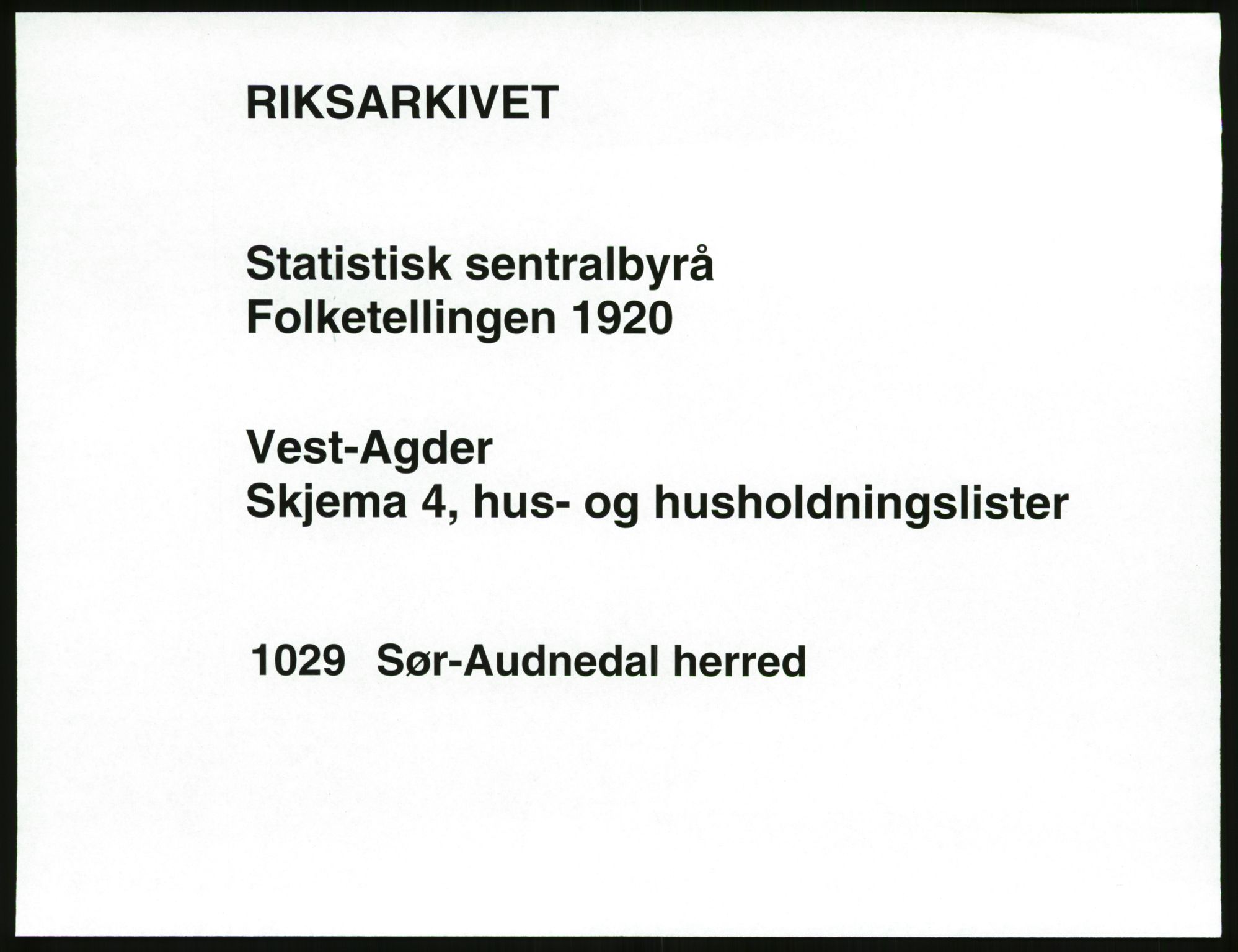 SAK, 1920 census for Sør-Audnedal, 1920, p. 85