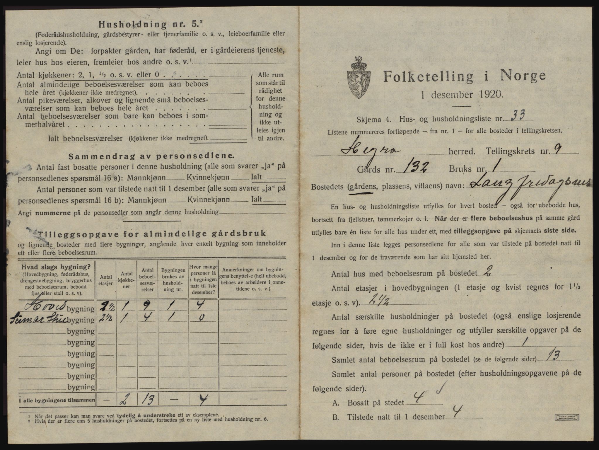 SAT, 1920 census for Hegra, 1920, p. 992