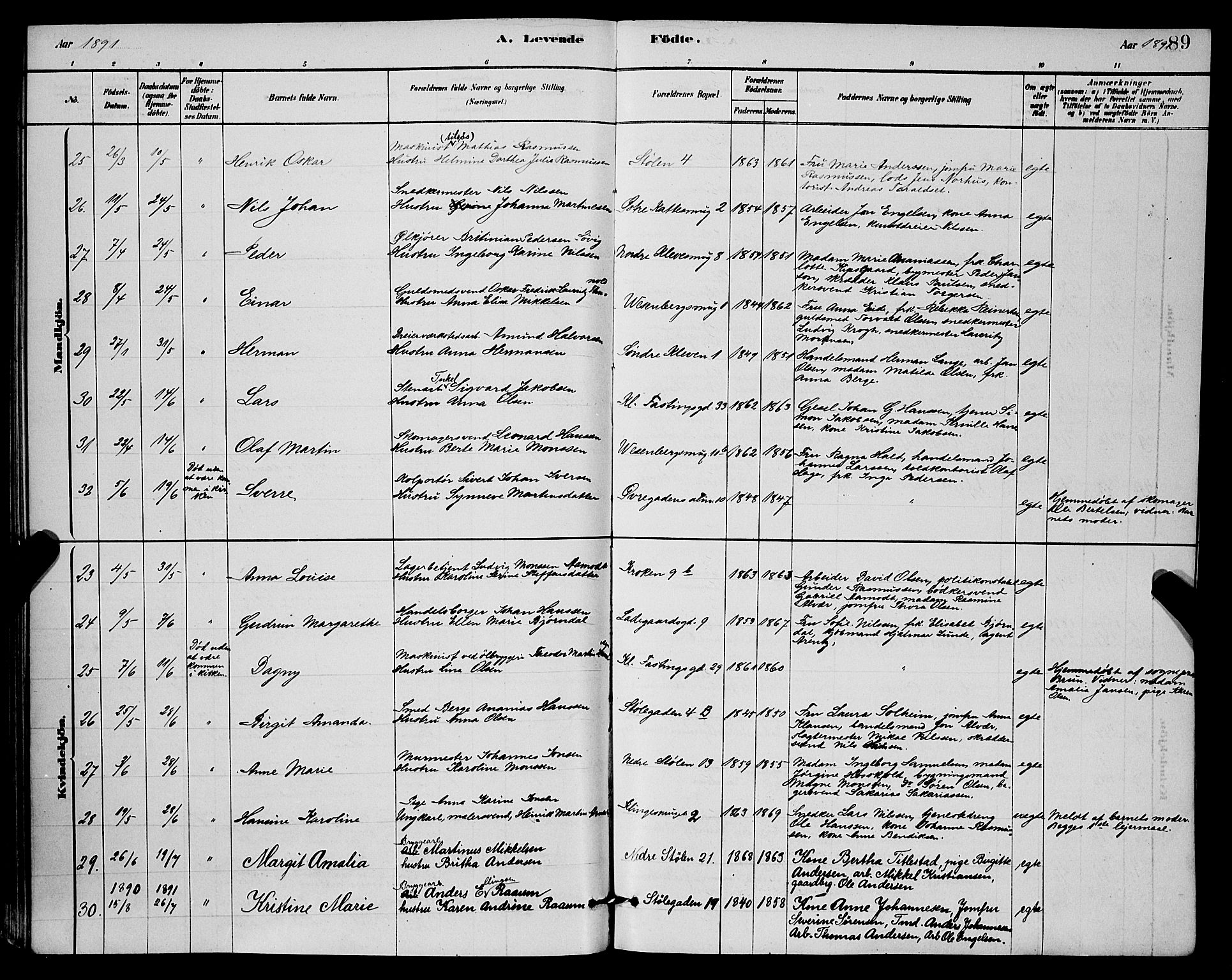 Mariakirken Sokneprestembete, AV/SAB-A-76901/H/Hab/L0004: Parish register (copy) no. A 4, 1878-1892, p. 89