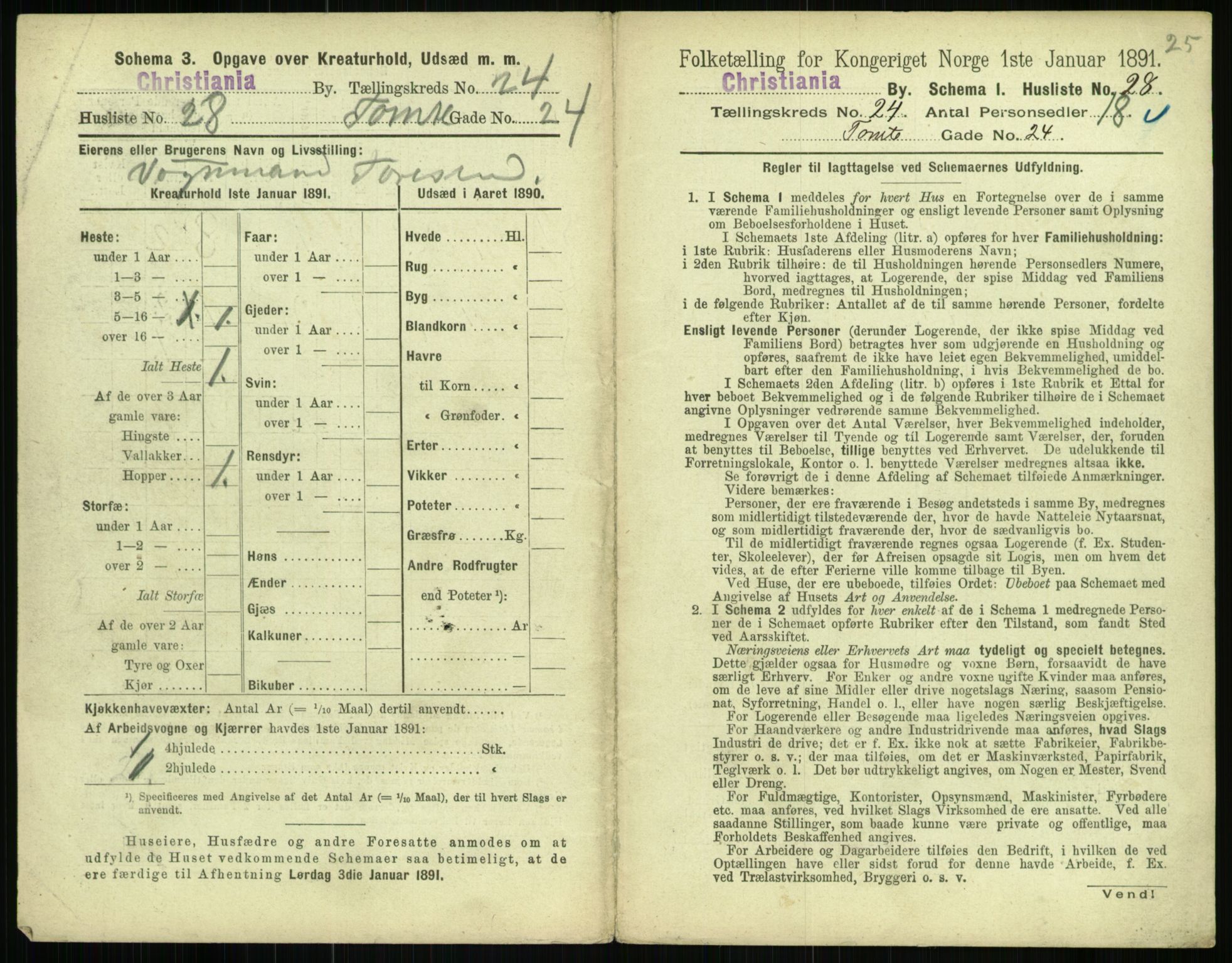 RA, 1891 census for 0301 Kristiania, 1891, p. 11588