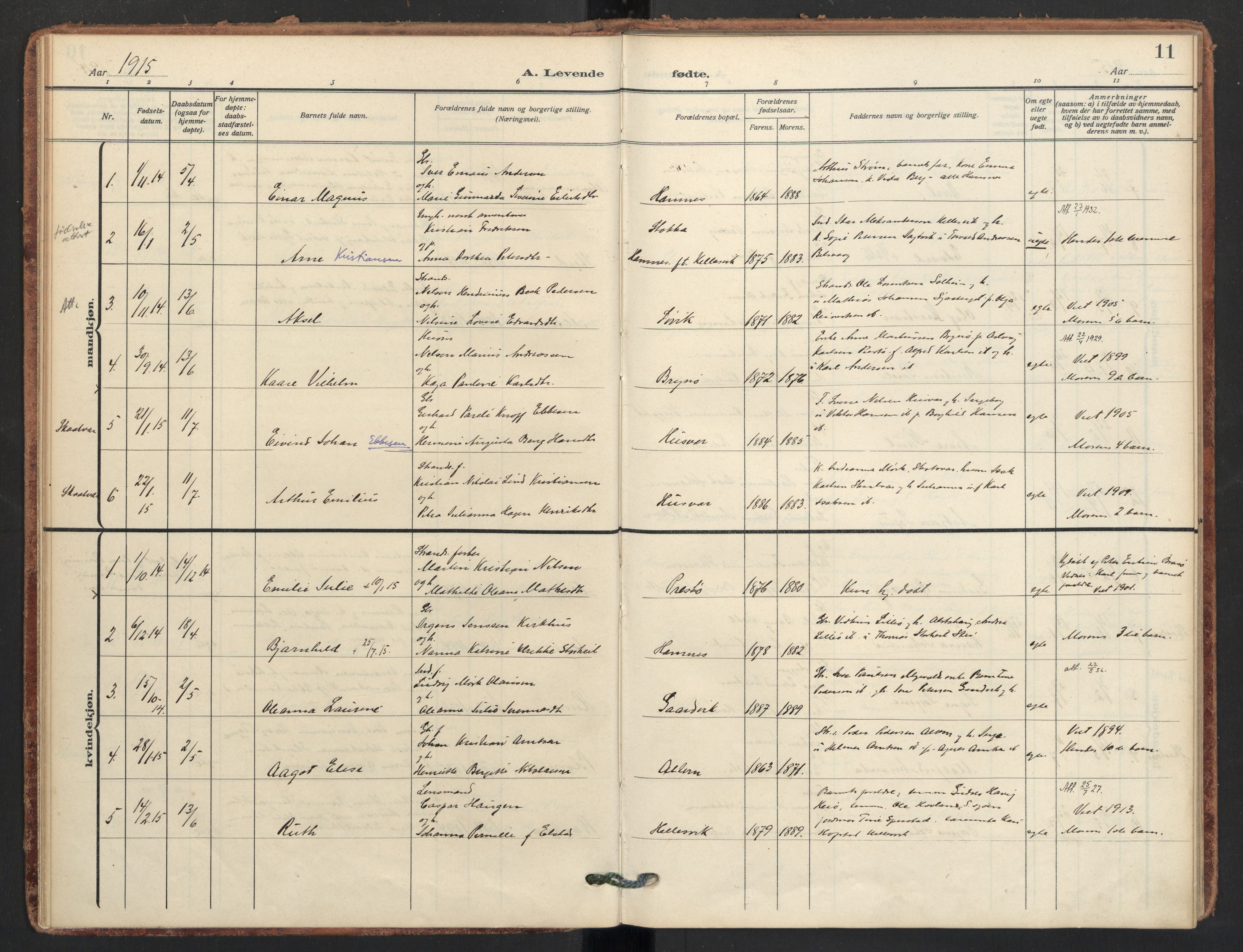 Ministerialprotokoller, klokkerbøker og fødselsregistre - Nordland, SAT/A-1459/830/L0455: Parish register (official) no. 830A19, 1912-1942, p. 11