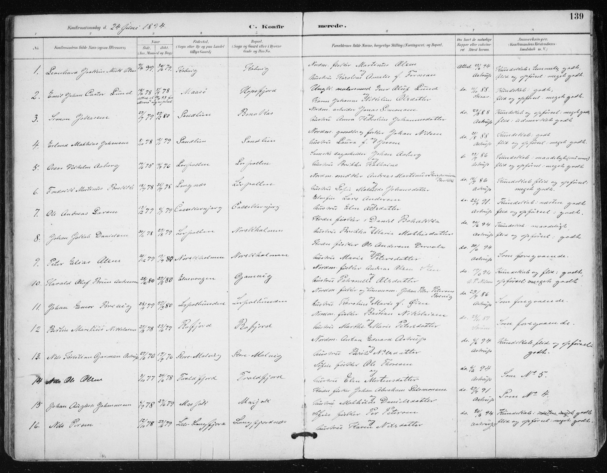Tana sokneprestkontor, AV/SATØ-S-1334/H/Ha/L0005kirke: Parish register (official) no. 5, 1891-1903, p. 139