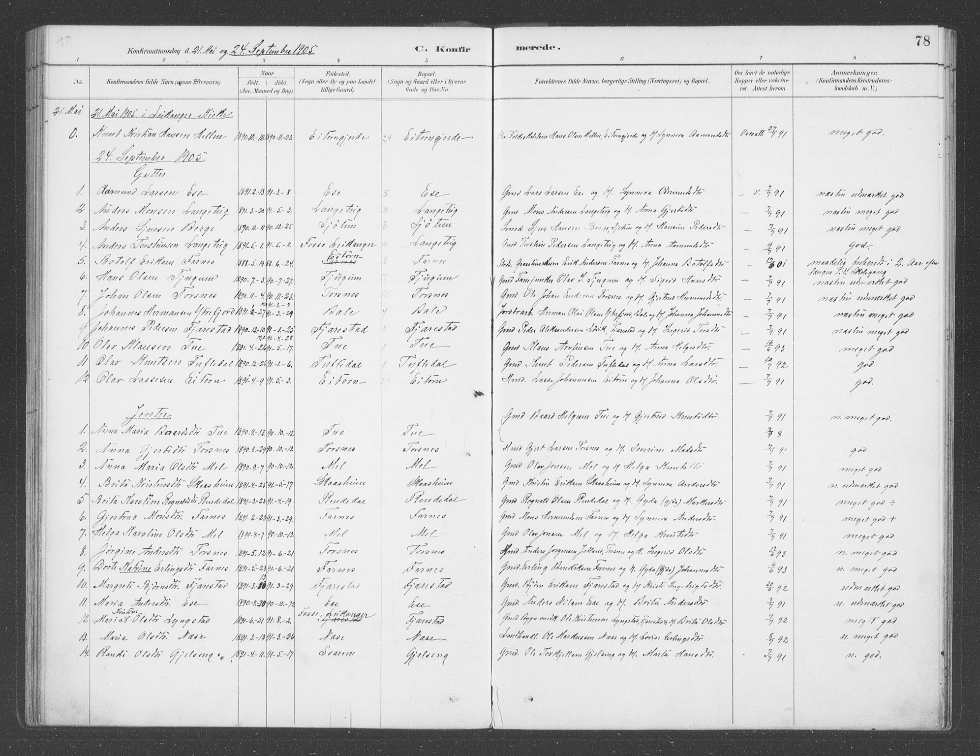 Balestrand sokneprestembete, SAB/A-79601/H/Haa/Haab/L0001: Parish register (official) no. B  1, 1889-1910, p. 78