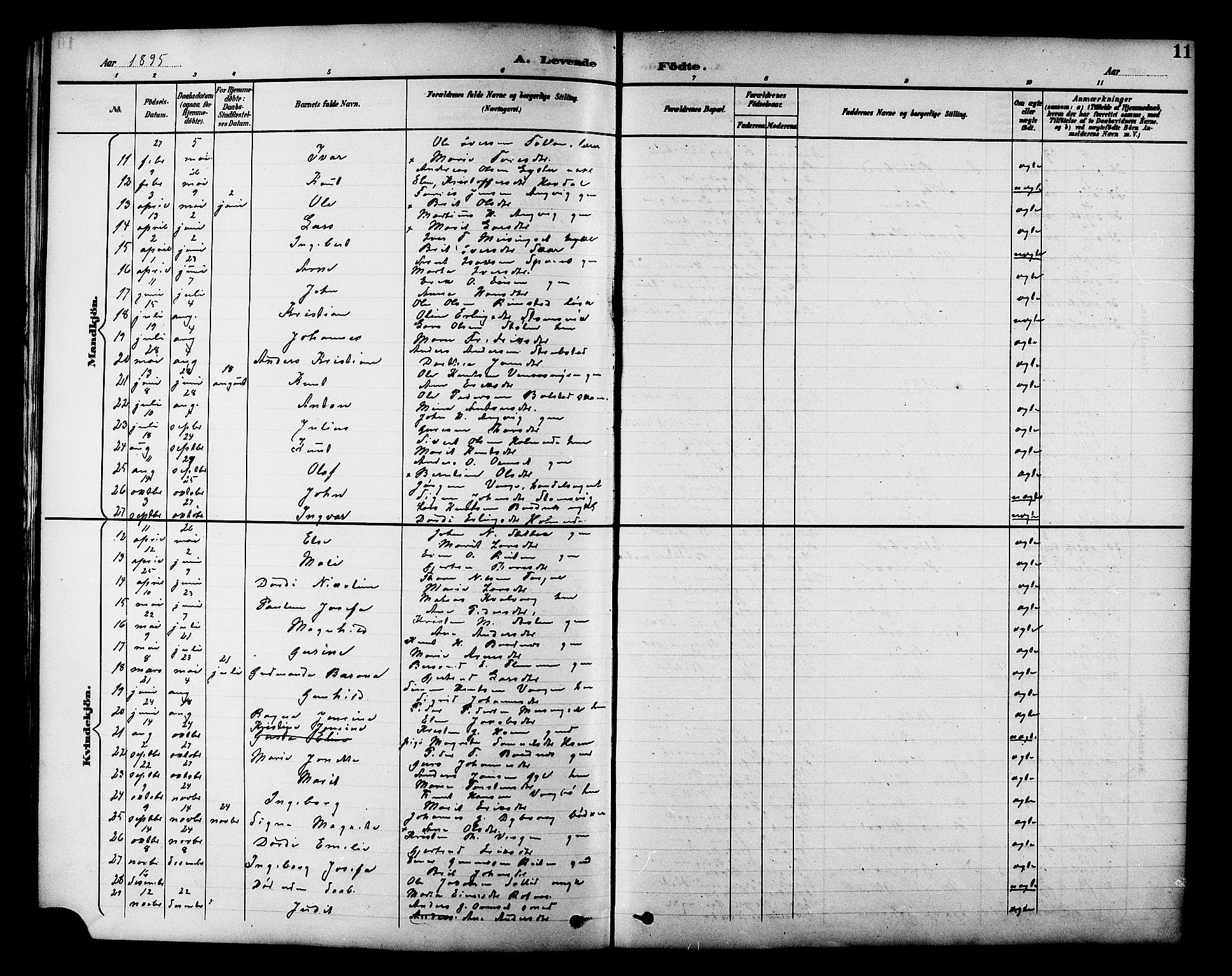 Ministerialprotokoller, klokkerbøker og fødselsregistre - Møre og Romsdal, AV/SAT-A-1454/586/L0992: Parish register (copy) no. 586C03, 1892-1909, p. 11