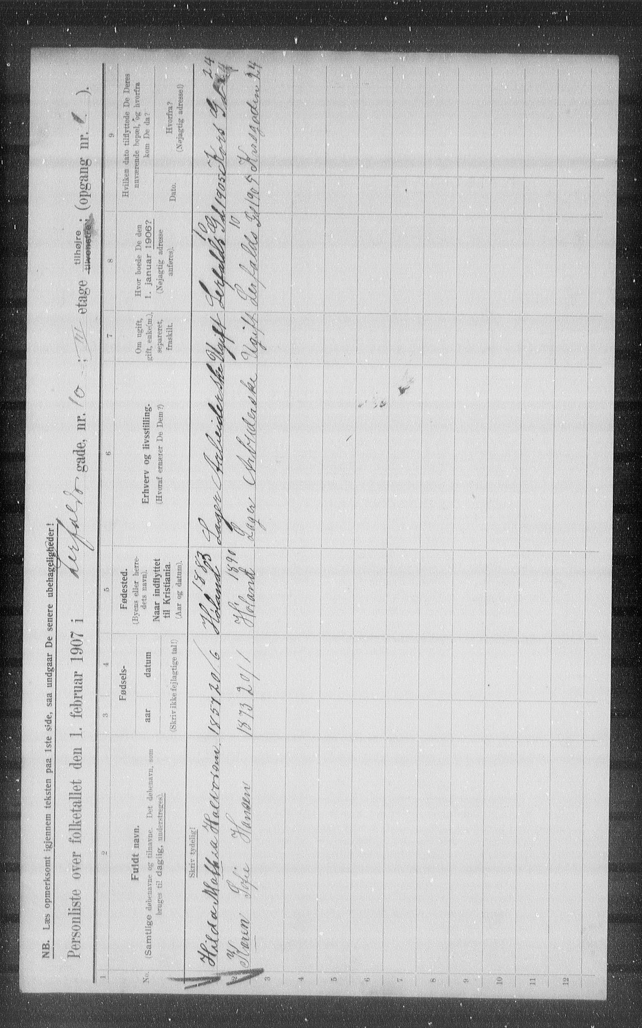 OBA, Municipal Census 1907 for Kristiania, 1907, p. 29322