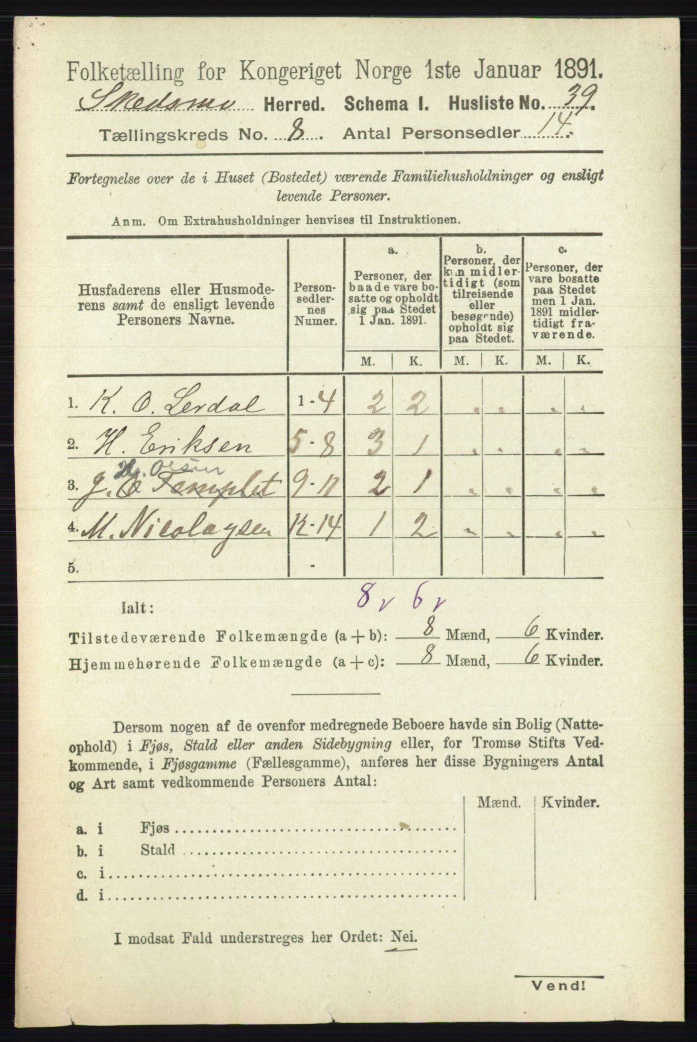 RA, 1891 census for 0231 Skedsmo, 1891, p. 3849
