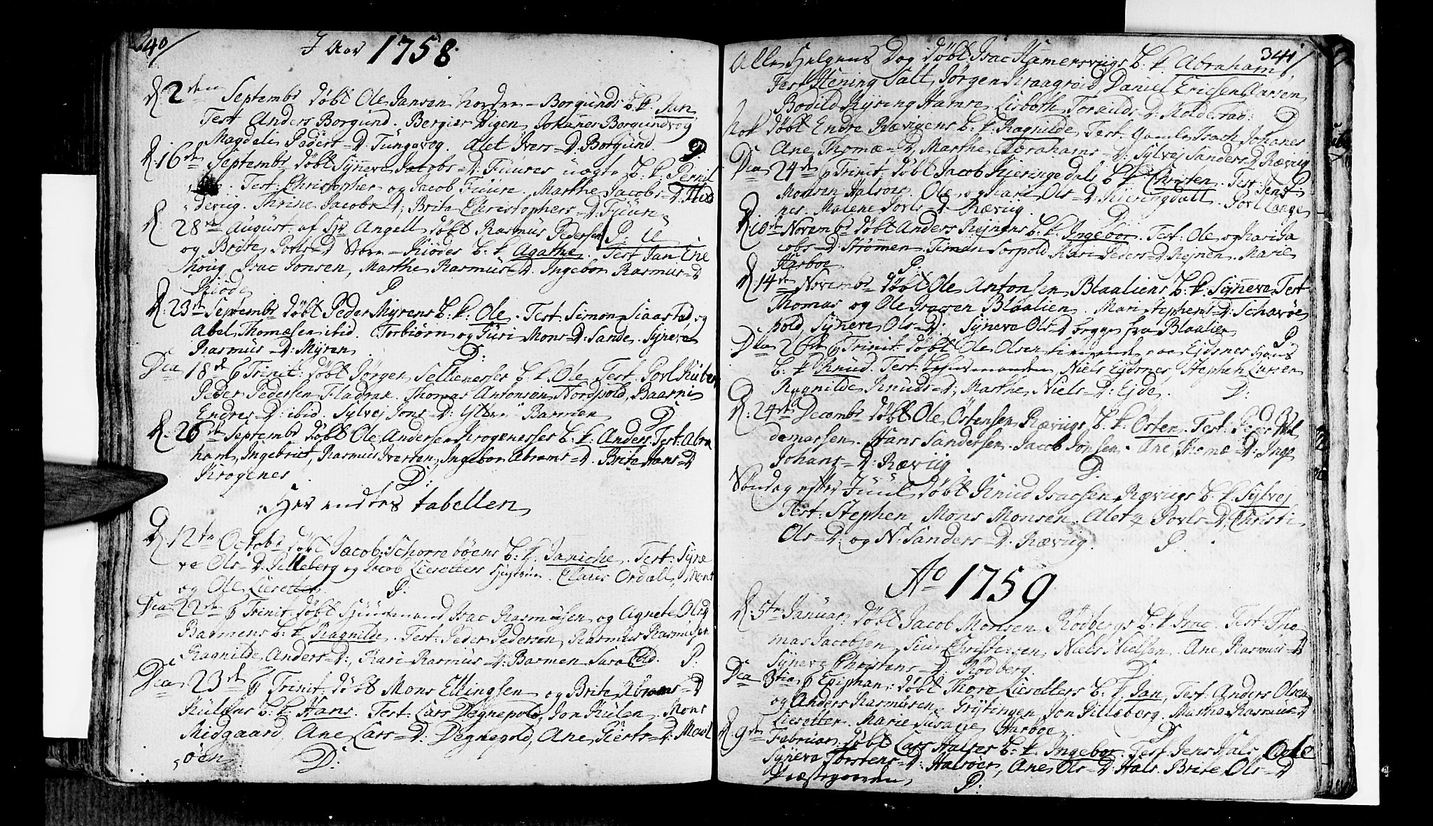 Selje sokneprestembete, SAB/A-99938/H/Ha/Haa/Haaa: Parish register (official) no. A 4, 1743-1759, p. 340-341