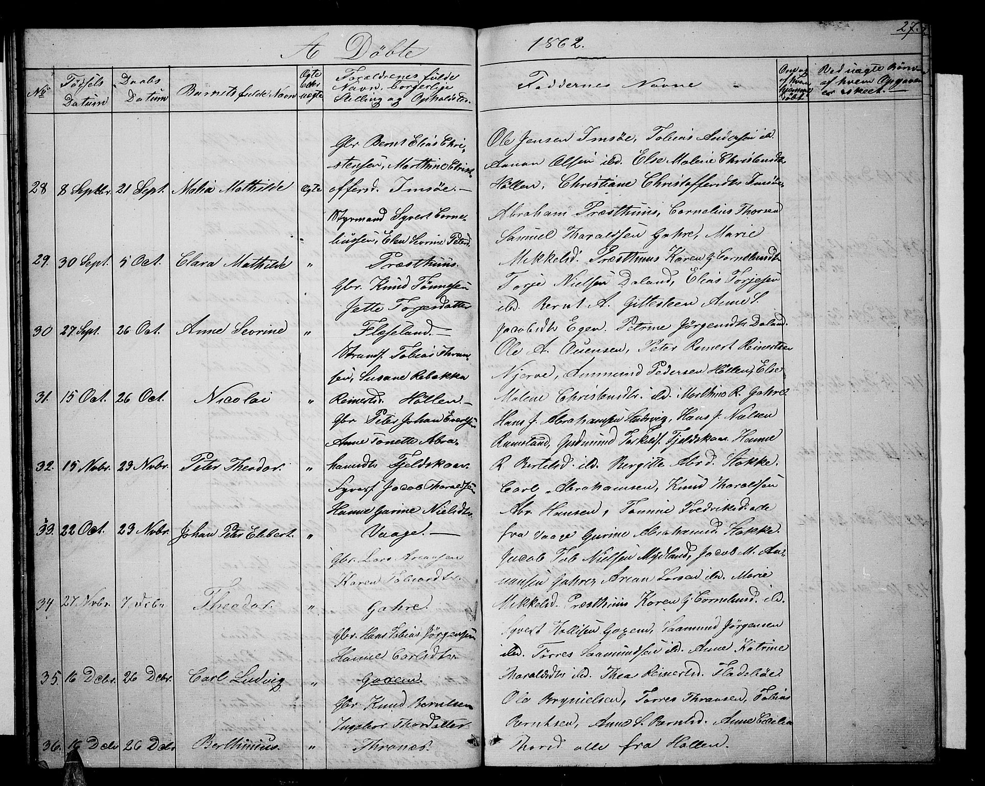 Sør-Audnedal sokneprestkontor, AV/SAK-1111-0039/F/Fb/Fba/L0002: Parish register (copy) no. B 2, 1853-1878, p. 27