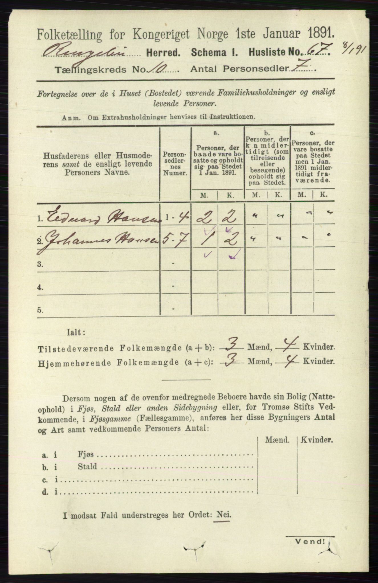 RA, 1891 census for 0520 Ringebu, 1891, p. 4801