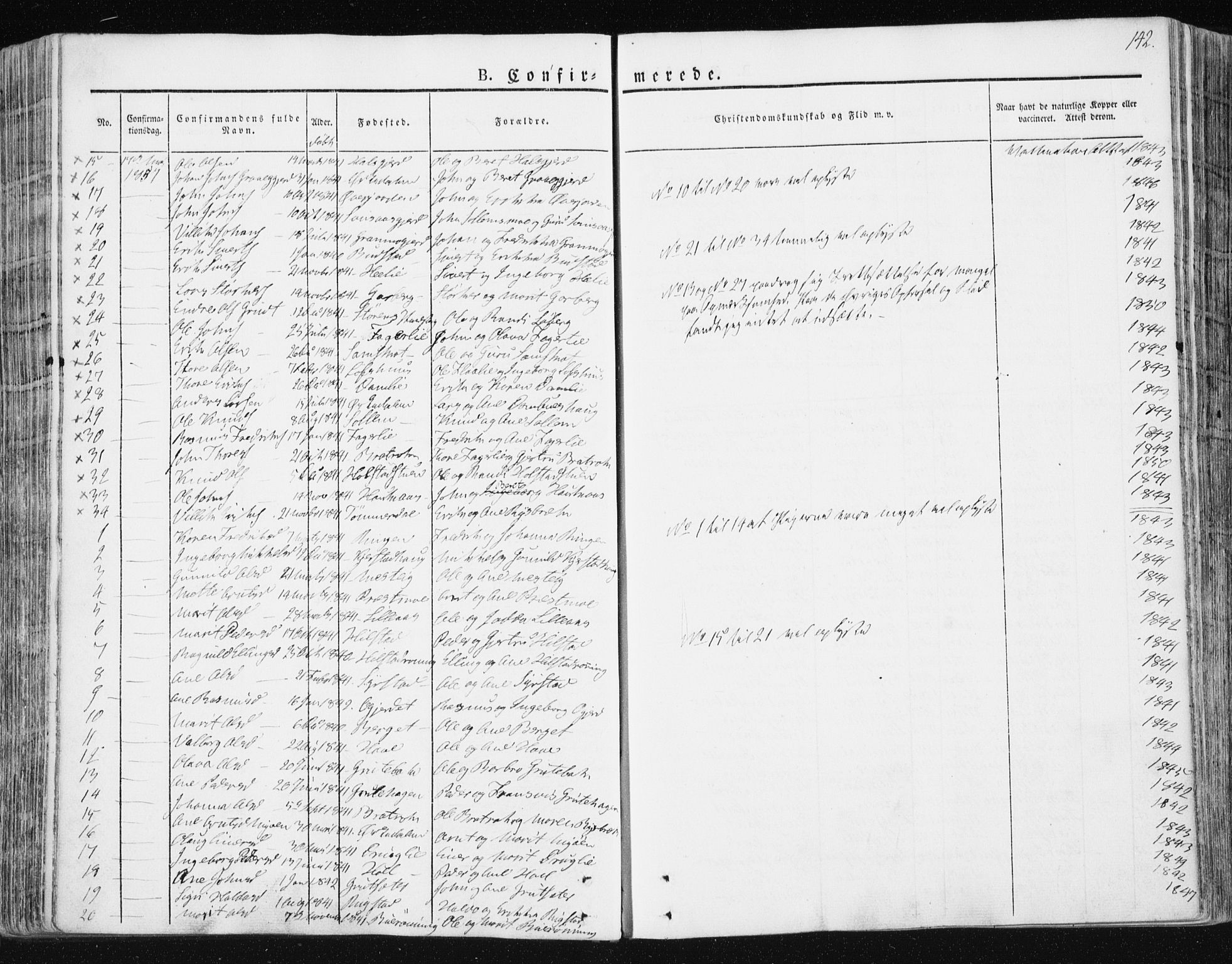 Ministerialprotokoller, klokkerbøker og fødselsregistre - Sør-Trøndelag, SAT/A-1456/672/L0855: Parish register (official) no. 672A07, 1829-1860, p. 142