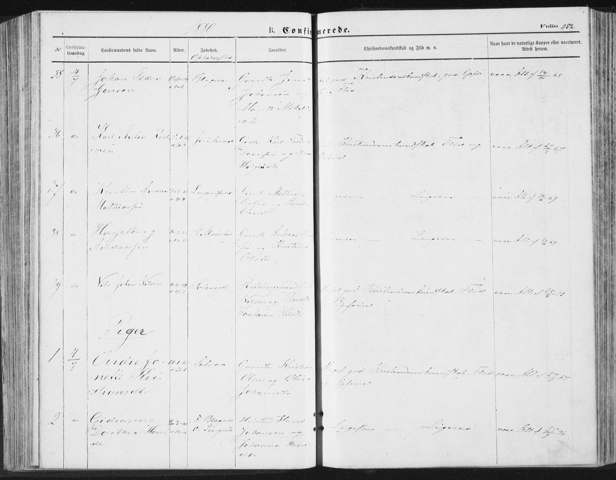 Ministerialprotokoller, klokkerbøker og fødselsregistre - Nordland, AV/SAT-A-1459/847/L0668: Parish register (official) no. 847A08, 1872-1886, p. 152