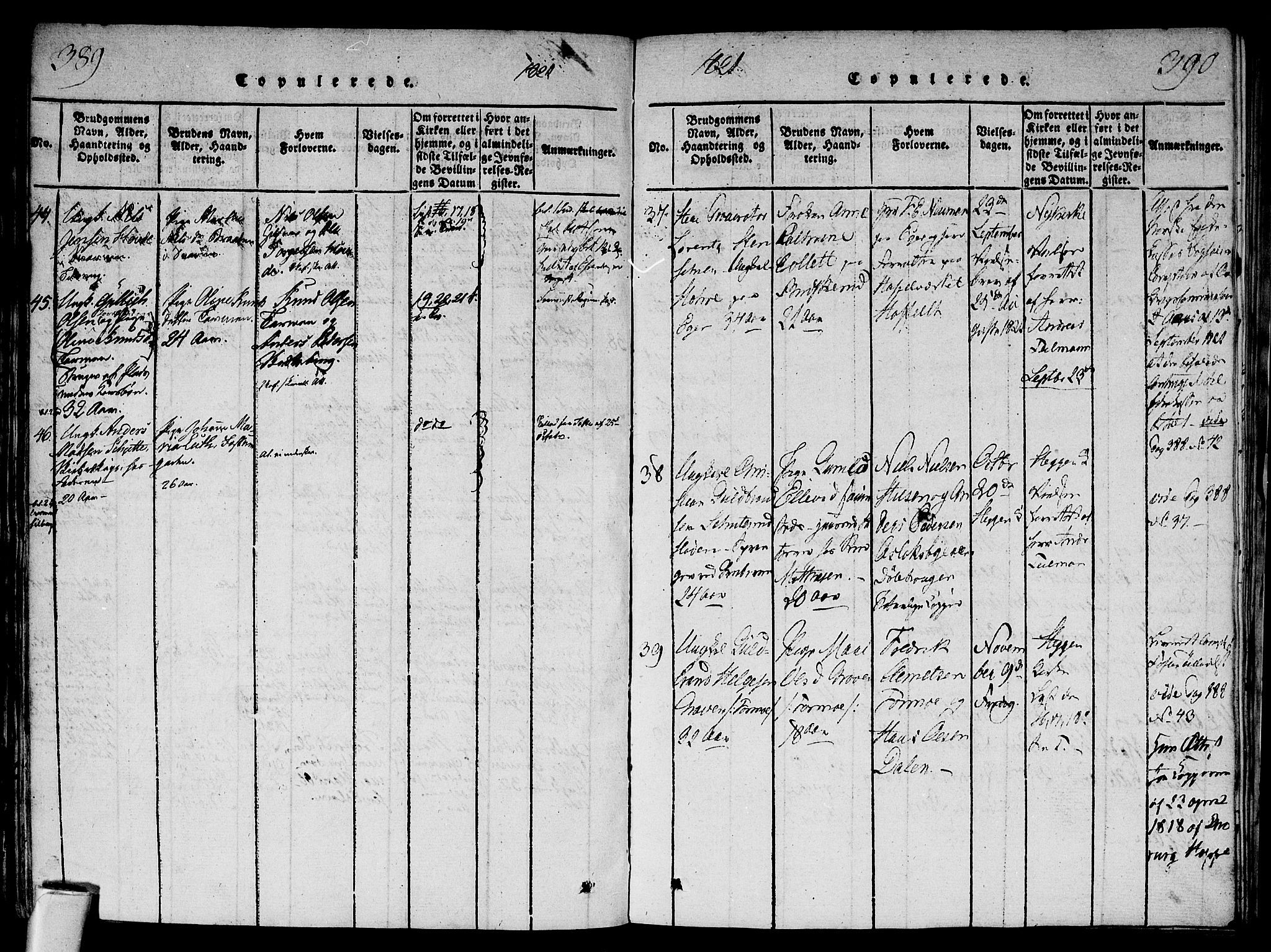 Modum kirkebøker, AV/SAKO-A-234/F/Fa/L0004: Parish register (official) no. 4, 1818-1824, p. 389-390