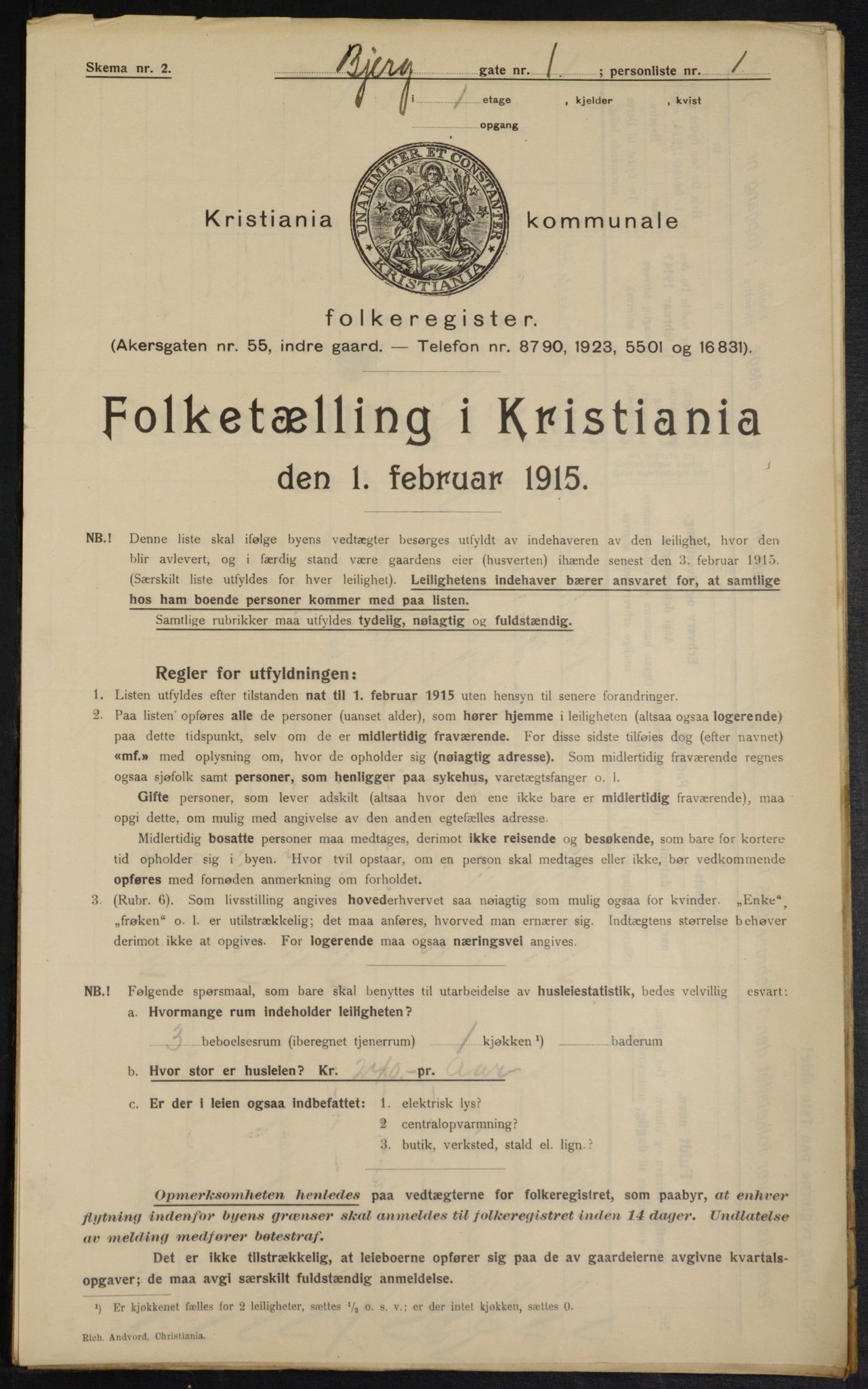 OBA, Municipal Census 1915 for Kristiania, 1915, p. 5474