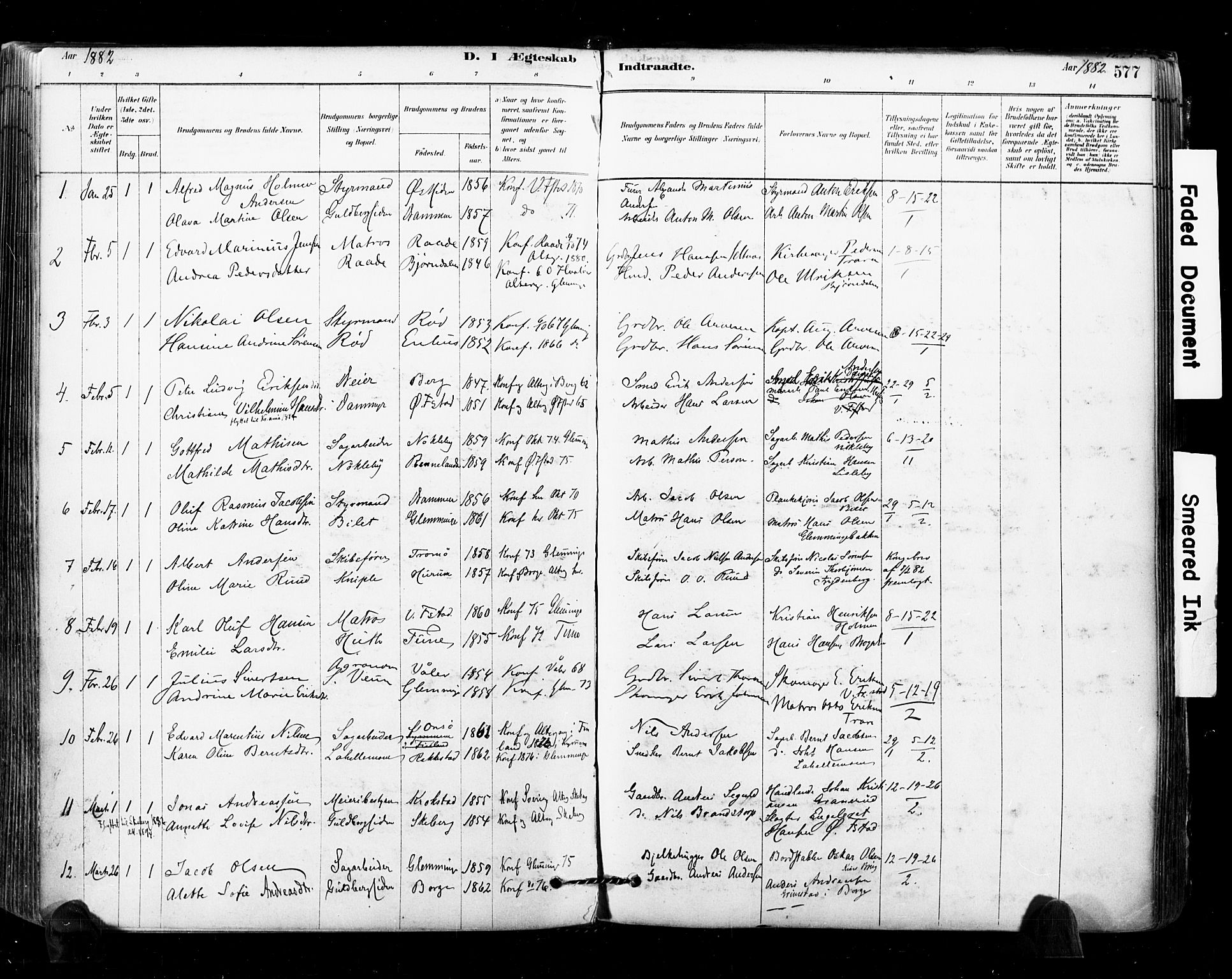 Glemmen prestekontor Kirkebøker, AV/SAO-A-10908/F/Fa/L0011: Parish register (official) no. 11, 1878-1917, p. 577