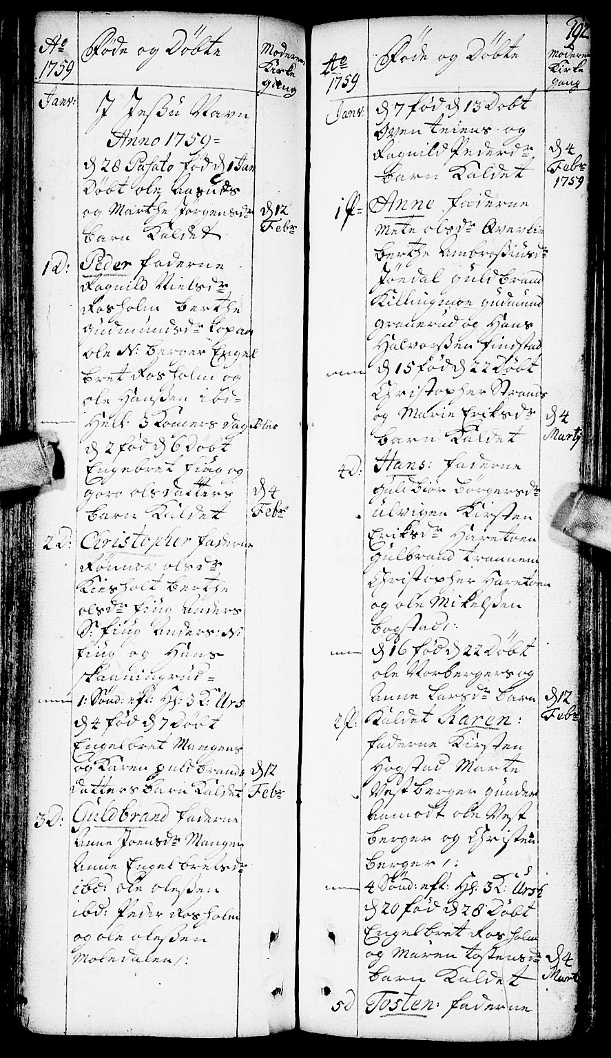 Aurskog prestekontor Kirkebøker, AV/SAO-A-10304a/F/Fa/L0002: Parish register (official) no. I 2, 1735-1766, p. 192