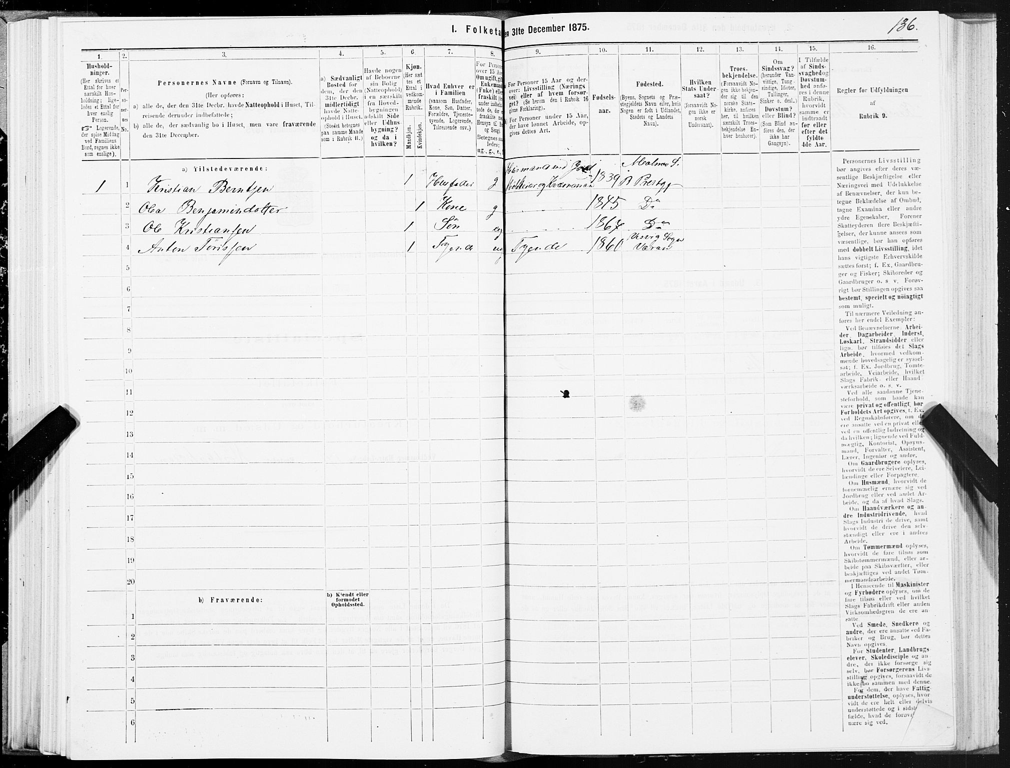 SAT, 1875 census for 1727P Beitstad, 1875, p. 1136