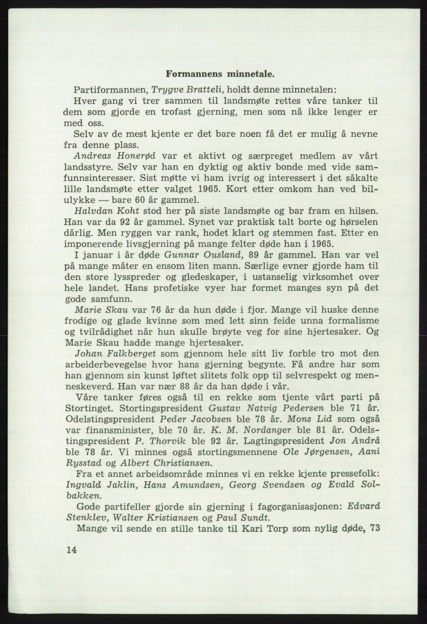 Det norske Arbeiderparti - publikasjoner, AAB/-/-/-: Protokoll over forhandlingene på det 41. ordinære landsmøte 21.-23. mai 1967 i Oslo, 1967, p. 14