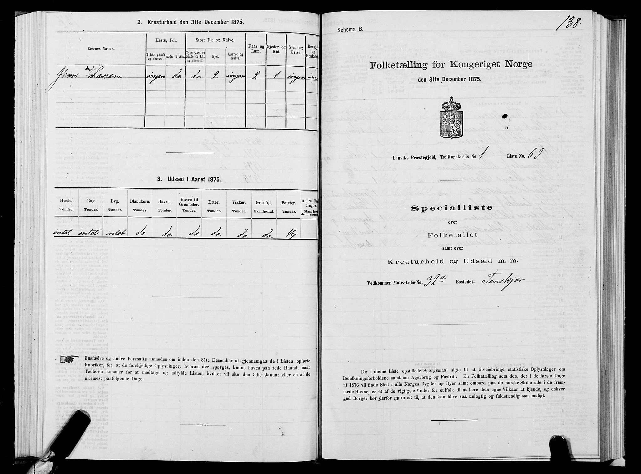 SATØ, 1875 census for 1931P Lenvik, 1875, p. 1138