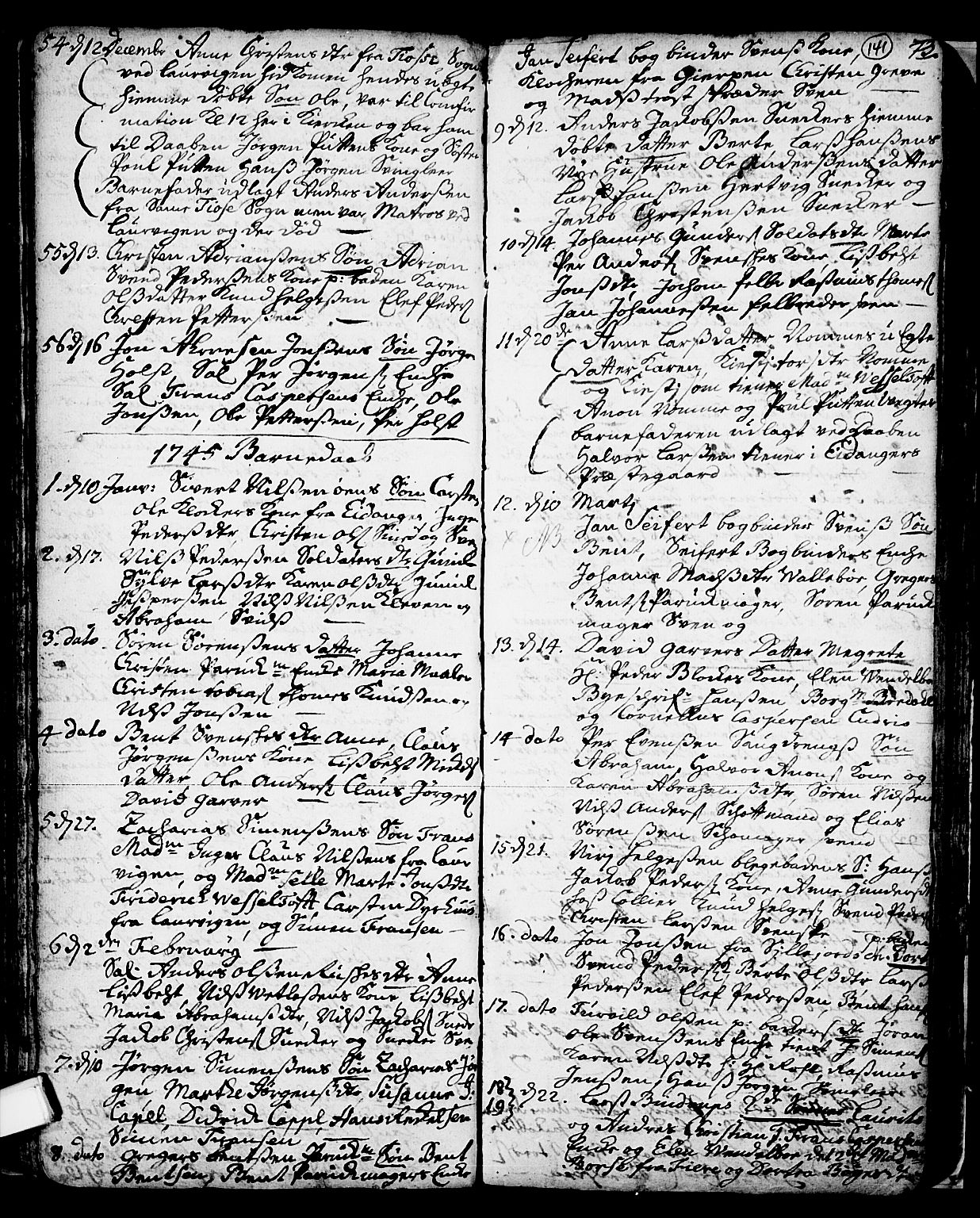 Skien kirkebøker, SAKO/A-302/F/Fa/L0002: Parish register (official) no. 2, 1716-1757, p. 141