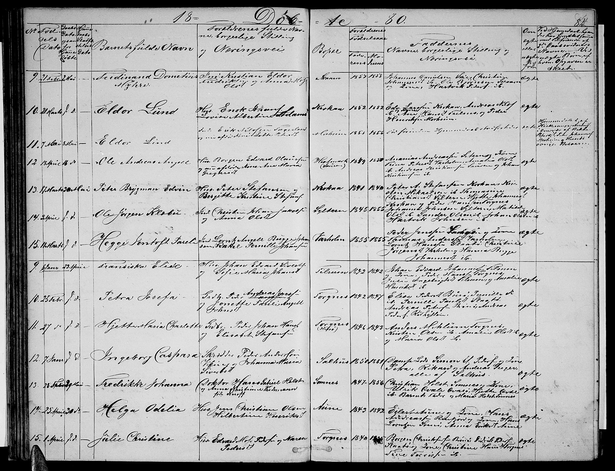 Ministerialprotokoller, klokkerbøker og fødselsregistre - Nordland, SAT/A-1459/813/L0212: Parish register (copy) no. 813C04, 1864-1886, p. 84